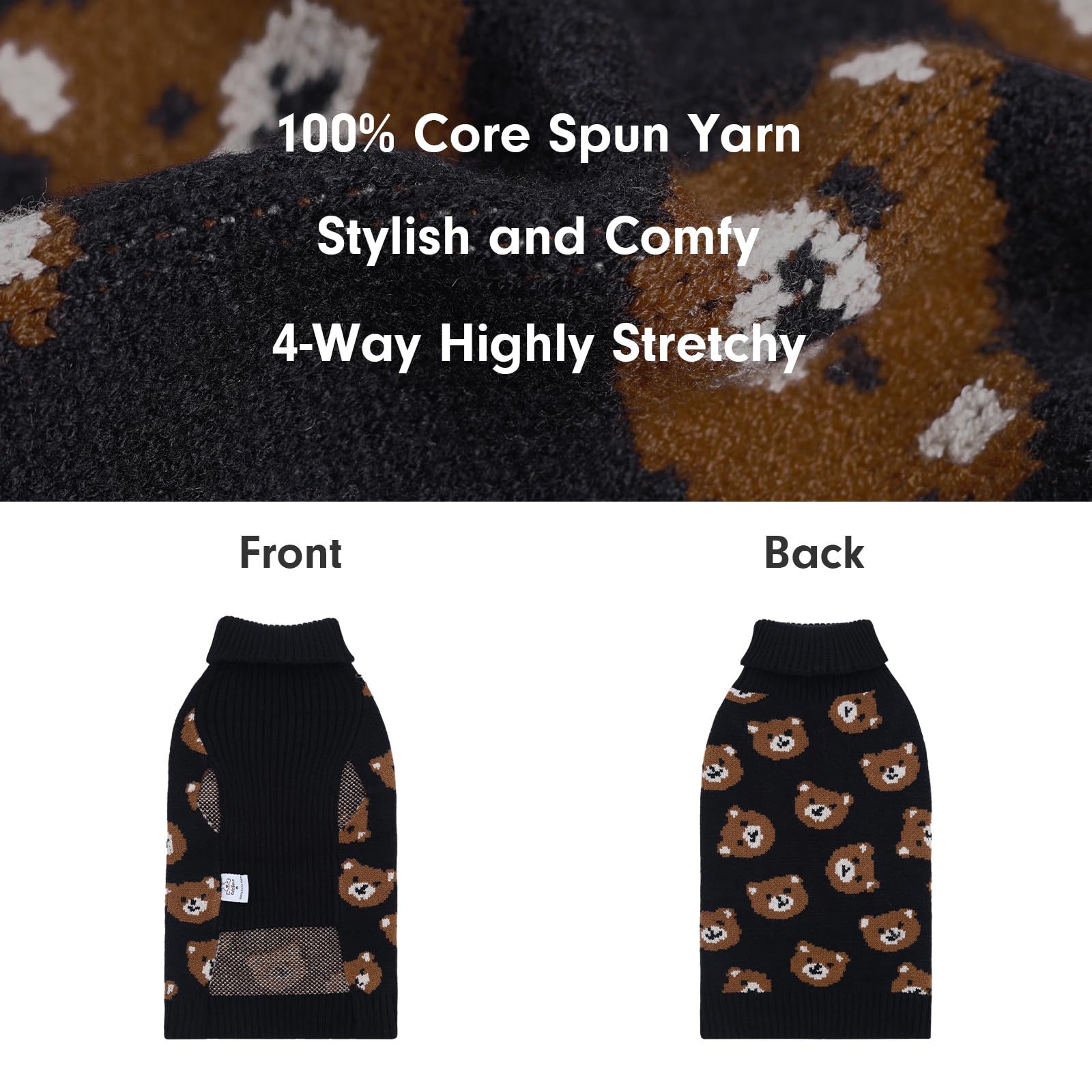 Cutebone Cute Dog Sweater - Bear Pattern Pullover For Small Medium Dogs, Winter Clothes For Chihuahua Yorkie Teacup Ds97Xl