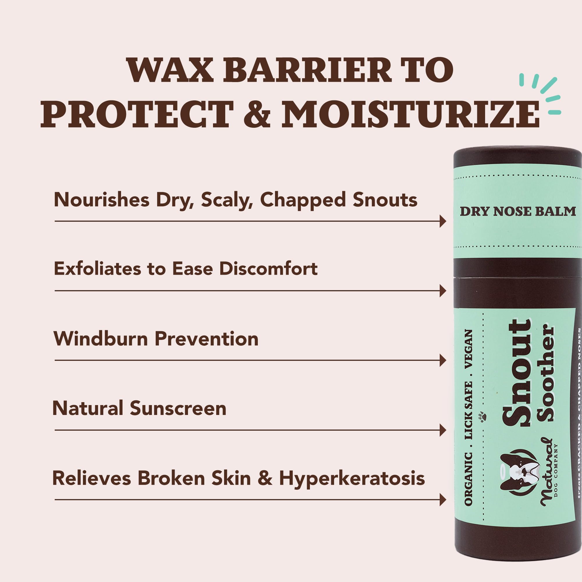 Natural Dog Company Snout Soother Balm Stick 2 oz - All Natural Dog Nose Balm for Dry Cracked Snouts - Organic Moisturizing & So