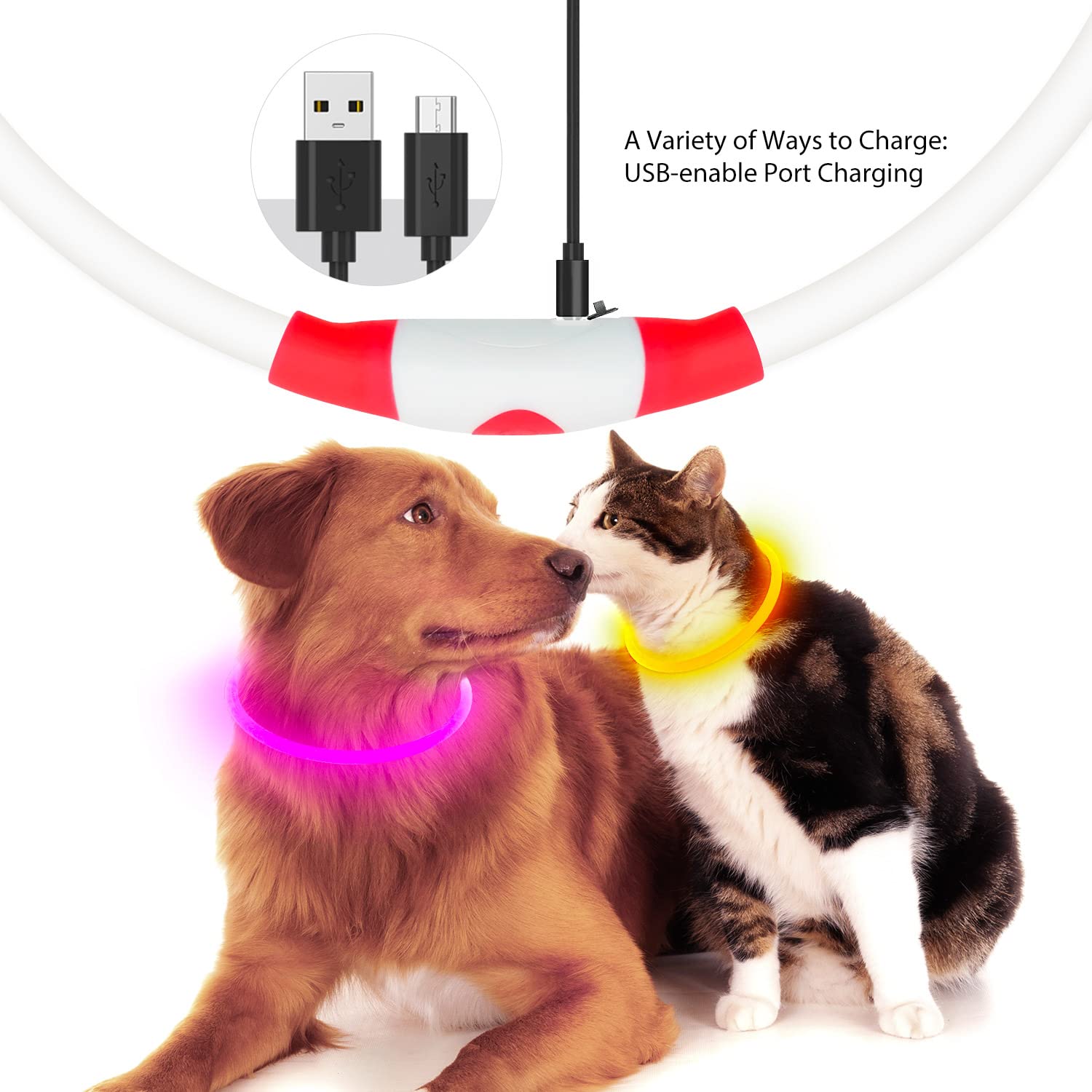 Higuard Usb Rechargeable Led Necklace Lighted Up Safety Bracelet Glowing Necklace Glow In The Dark Super Bright For Party Favors