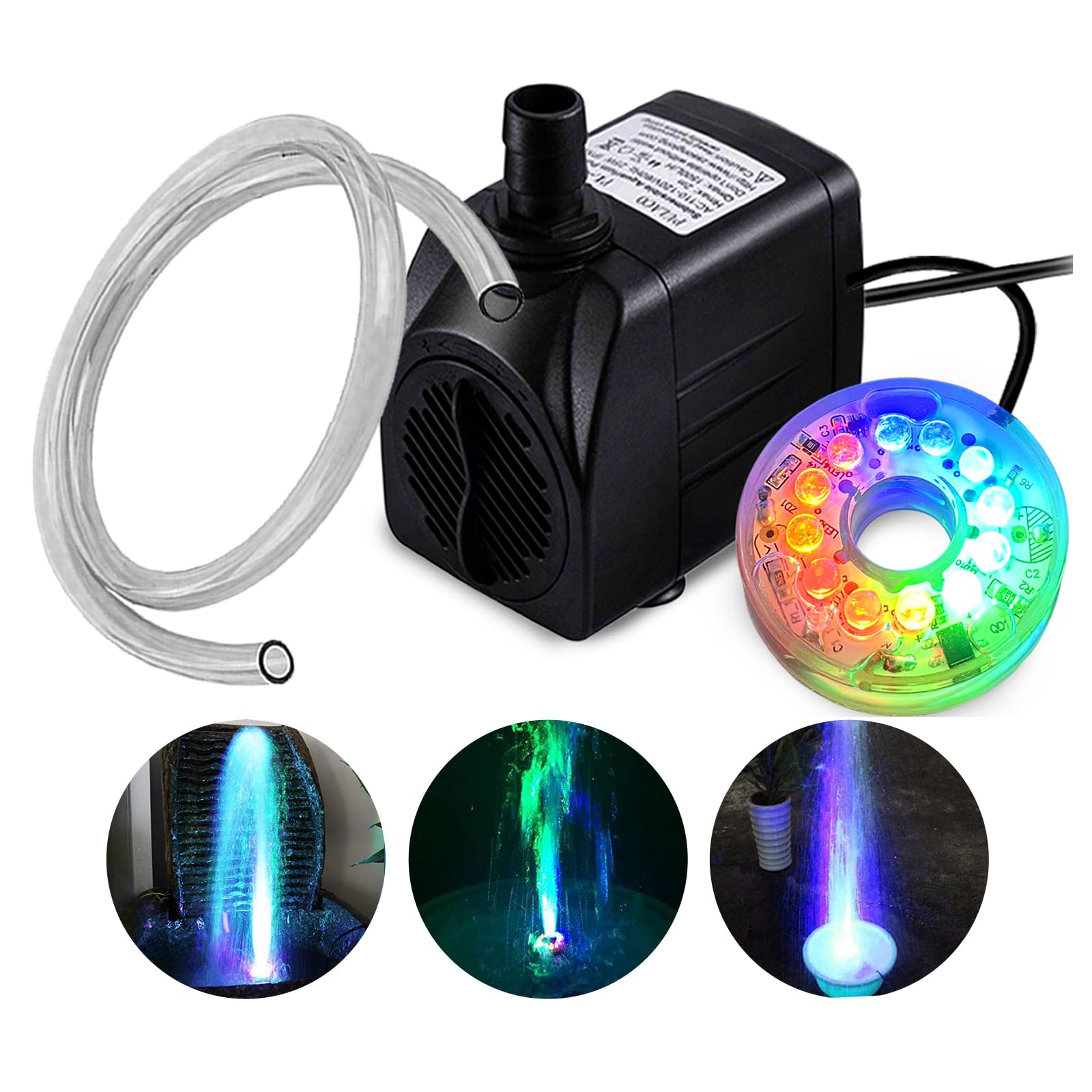 Pulaco 10Watt 160Gph Submersible Fountain Pump Wiht Led Light For Water Feature, Outdoor Pond, Aquarium Fish Tanks, Home D?Cor F