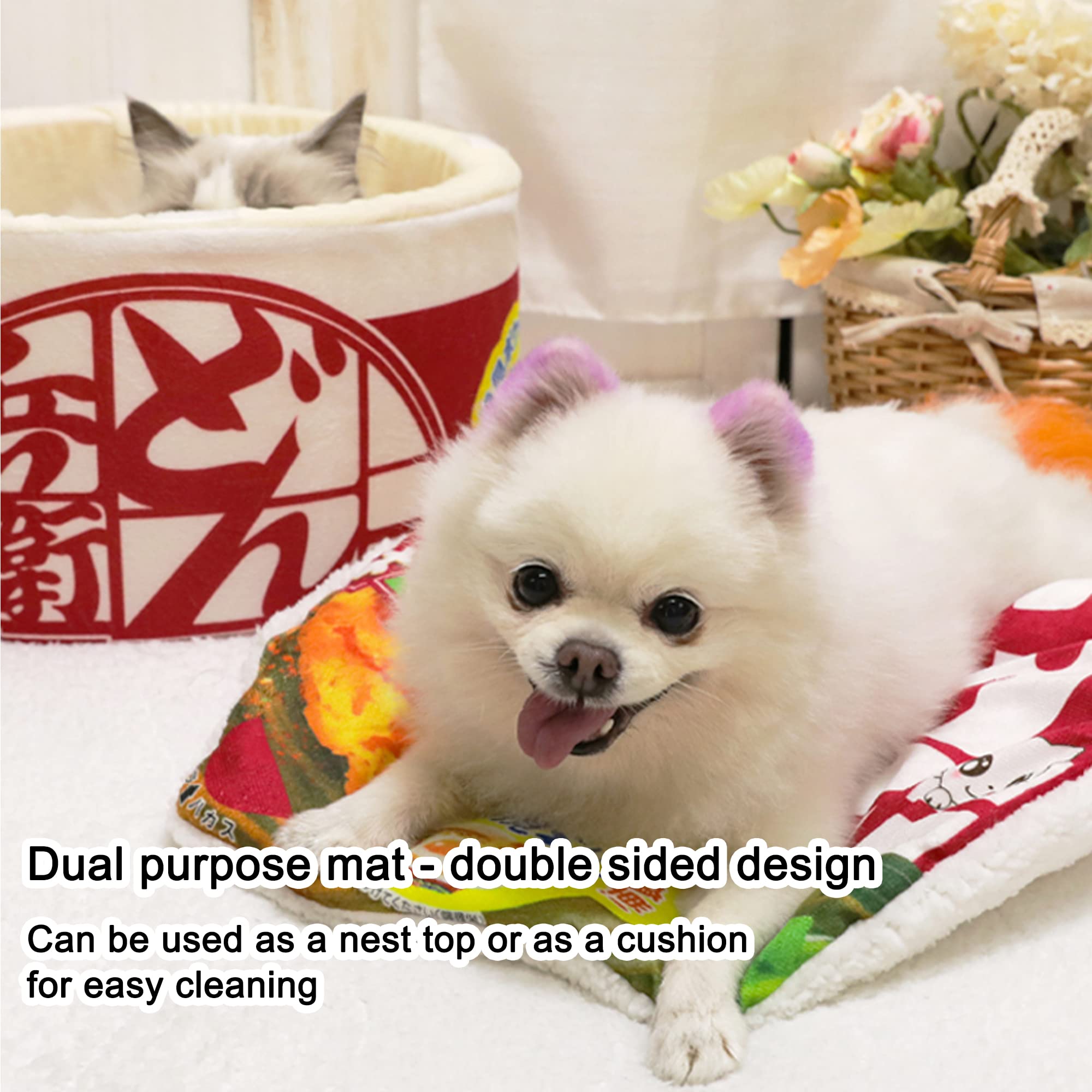 ?? Ramen Noodle Dog & Cat Bed,Keep Warm And Super Soft Creative Pet Nest For Indoor Cats,Removable Washable Cushion For Small Me