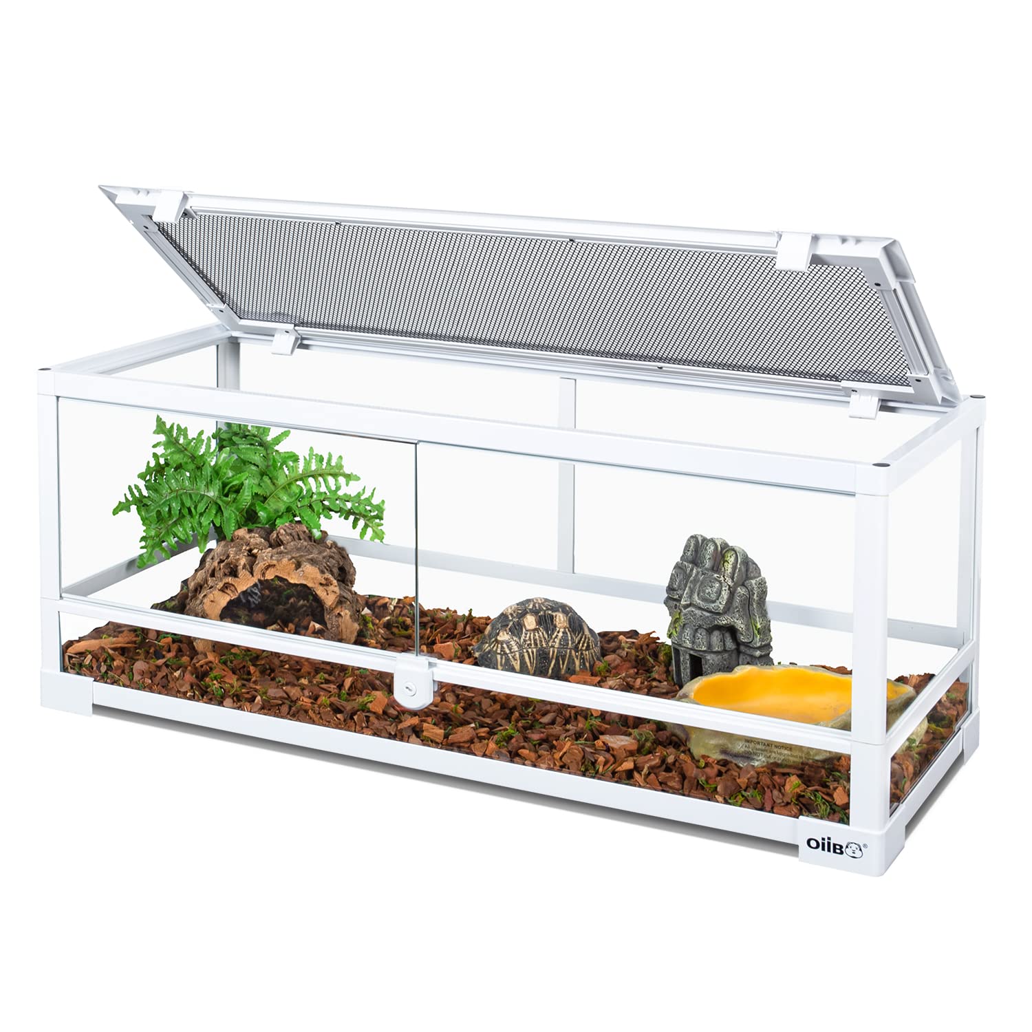 Oiibo Full Glass Long Tank Reptile Terrarium 20 Gallon, Front Opening Terrarium 30'' X 12''X 12'' For Reptile Pets Gecko Lizard 