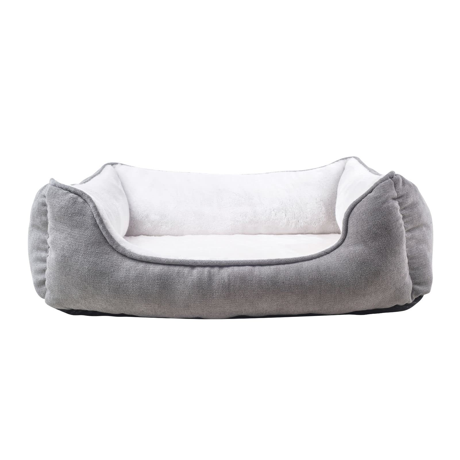 Long Rich Rectangle Bolster Pet Bed, Dog Bed Medium Size, Gray With, 25X21X8 Inch (Pack Of 1) (Hct-Rec-005)