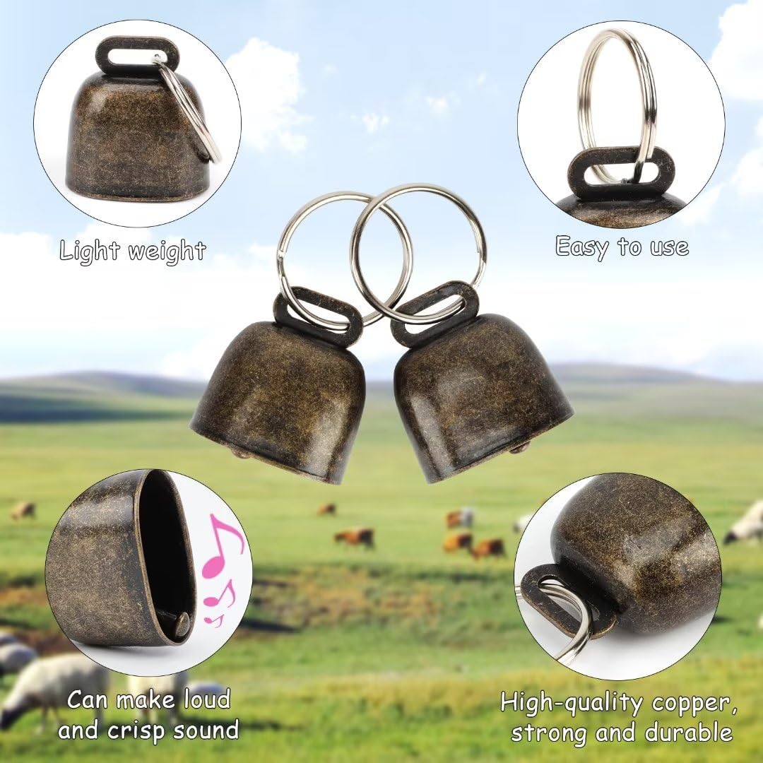 Gindoor 5 Pack Goat Collars With Bells, Horse Sheep Grazing Copper Bells And Adjustable Nylon Collar Set Pet Anti-Lost Loud Bronze Bell For Small Farm Animal Sheep Cow Accessories