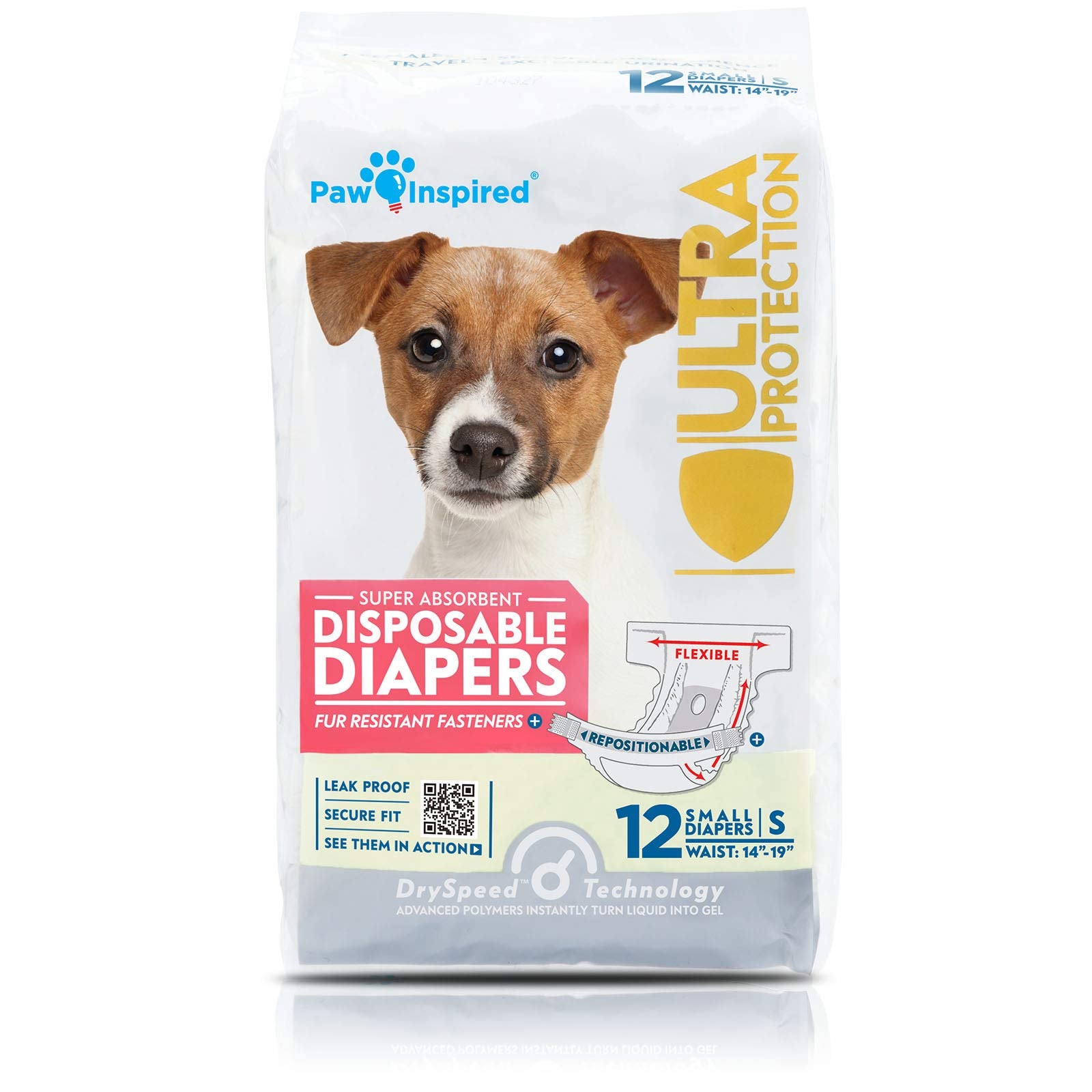 Paw Inspired Disposable Dog Diapers  Female Dog Diapers Ultra Protection  Diapers for Dogs in Heat, Excitable Urination, or Inco