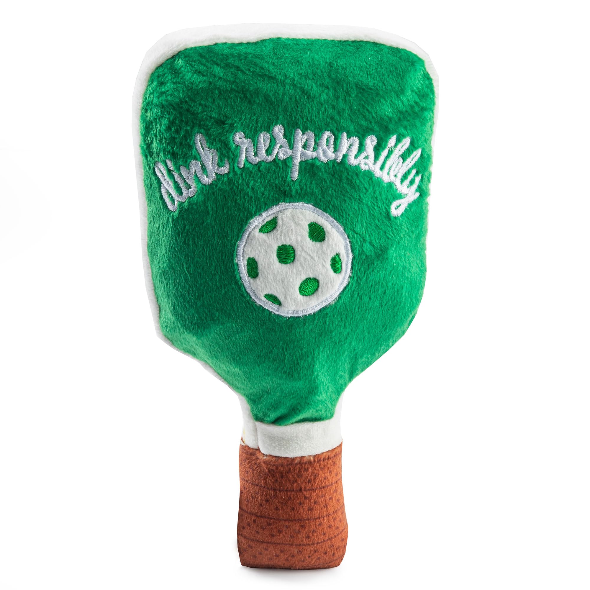 Haute Diggity Dog Green Stripe Pickleball Paddle, Plush Trendy Sporty Dog Toys With Interactive Squeaker, Stimulating Pet Enrich