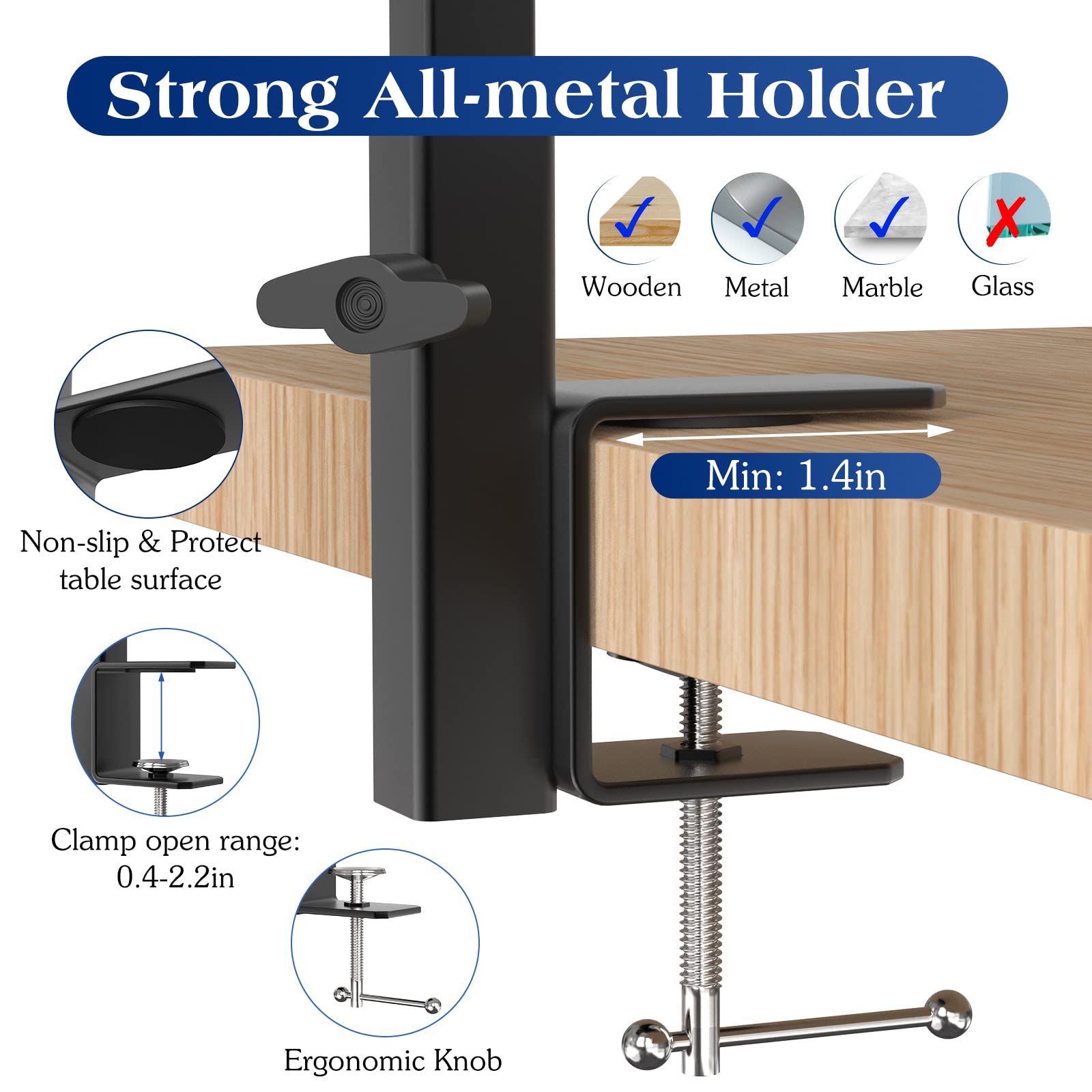 Pawaboo Dog Grooming Table Arm with Clamp, Adjustable 35" Stand, Foldable Tool for Small Medium Pets, Black, Model CSDVVXC