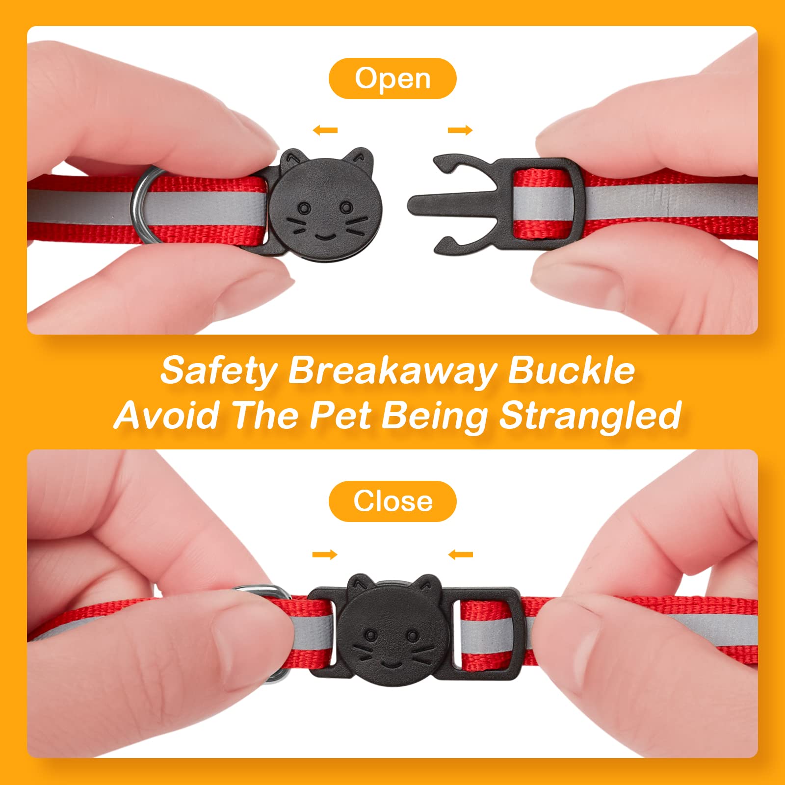 Extodry 14 Pack Breakaway Cat Collars With Bells,Reflective Safety Kitten Collar,Ideal For Girl Cats Boy Cats,With Name Tag,Adju