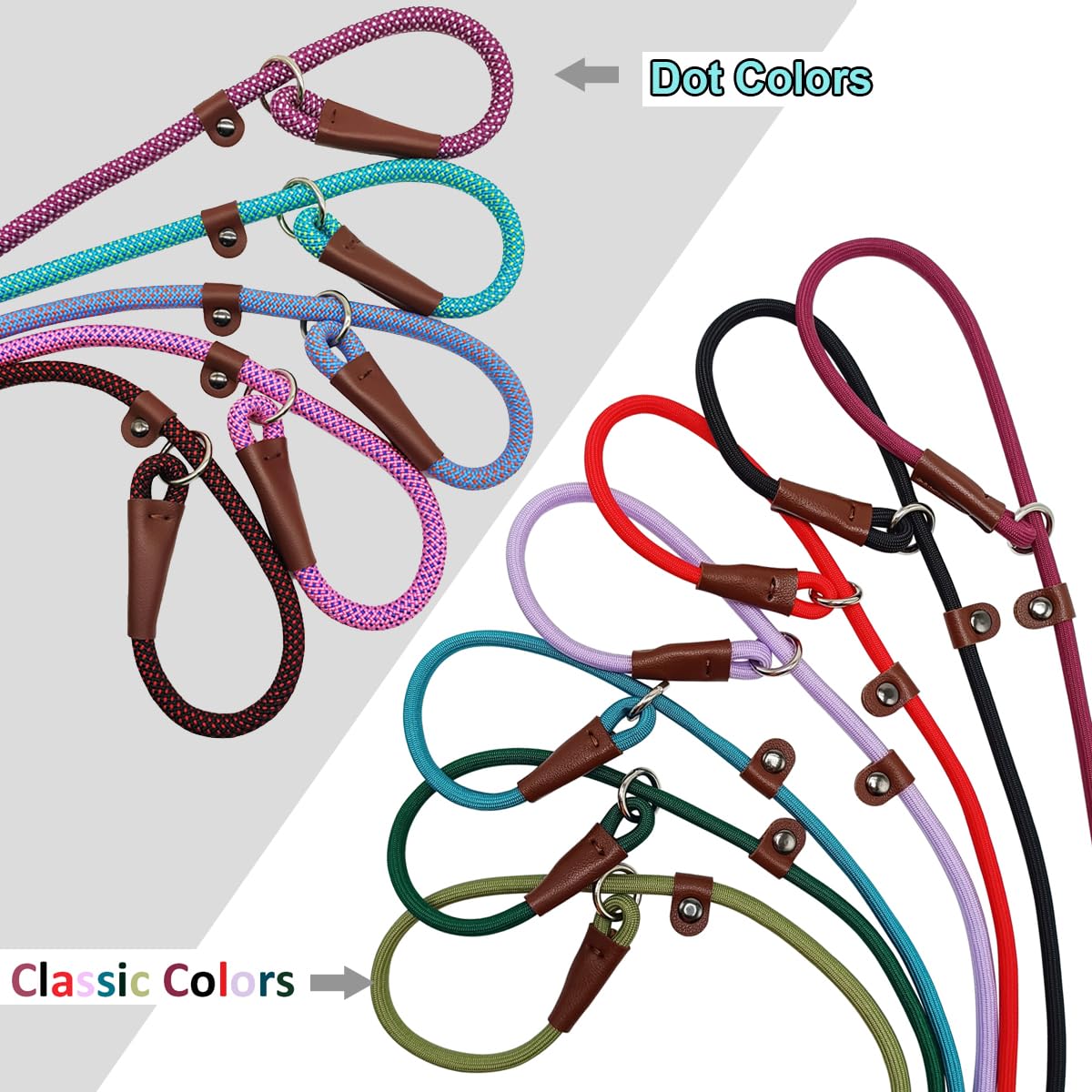 Btinesful 7Ft Slip Lead Dog Leash, Strong Nylon Rope Leash, 1/4 Inch Diam Dog Training Lead For Small Medium Large Dogs, Misty B