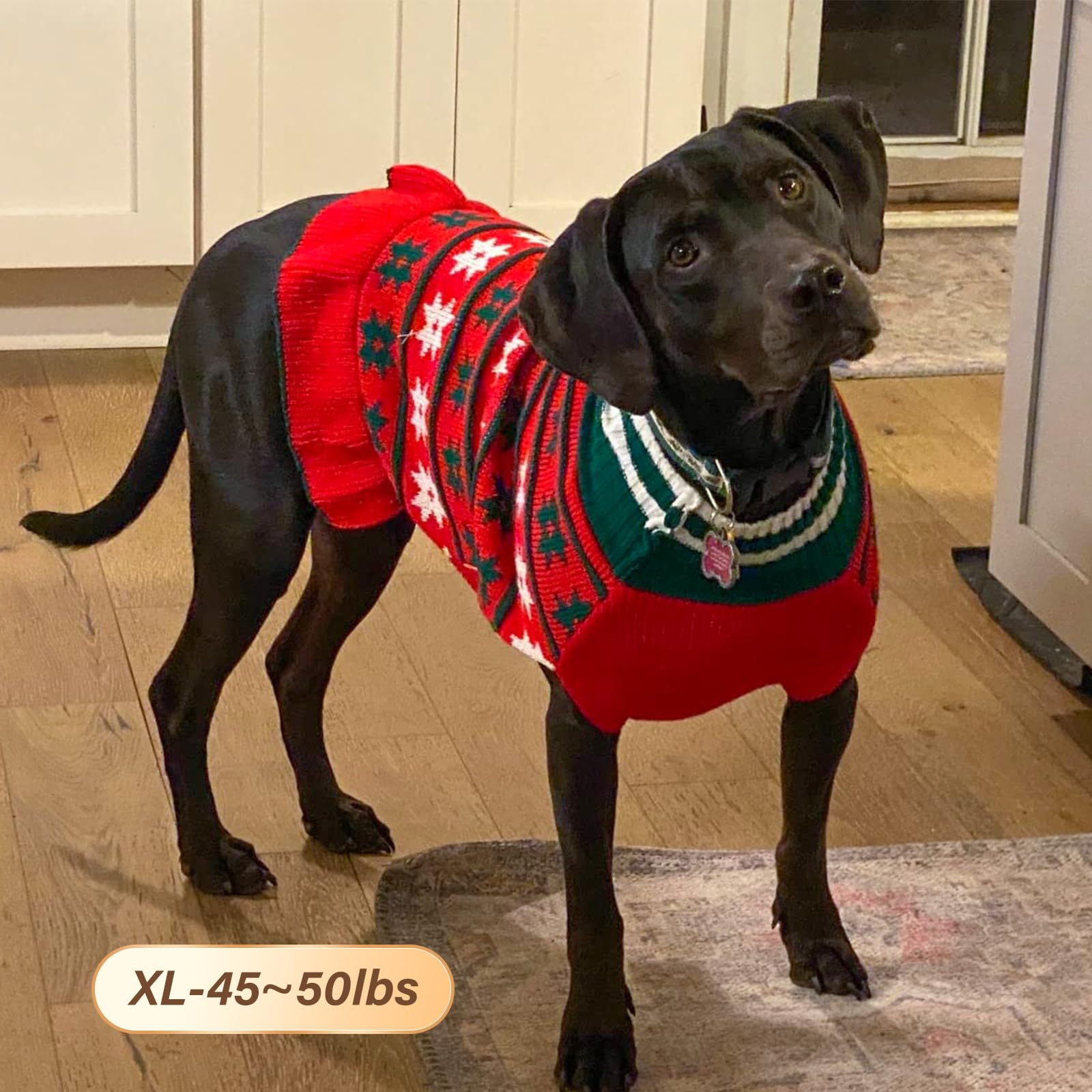Kyeese Christmas Dog Sweater Fall Winter Dog Clothes Warm Dog Coats Cute Dog Sweater Dress With Leash Hole Pullover Knit Turtlen