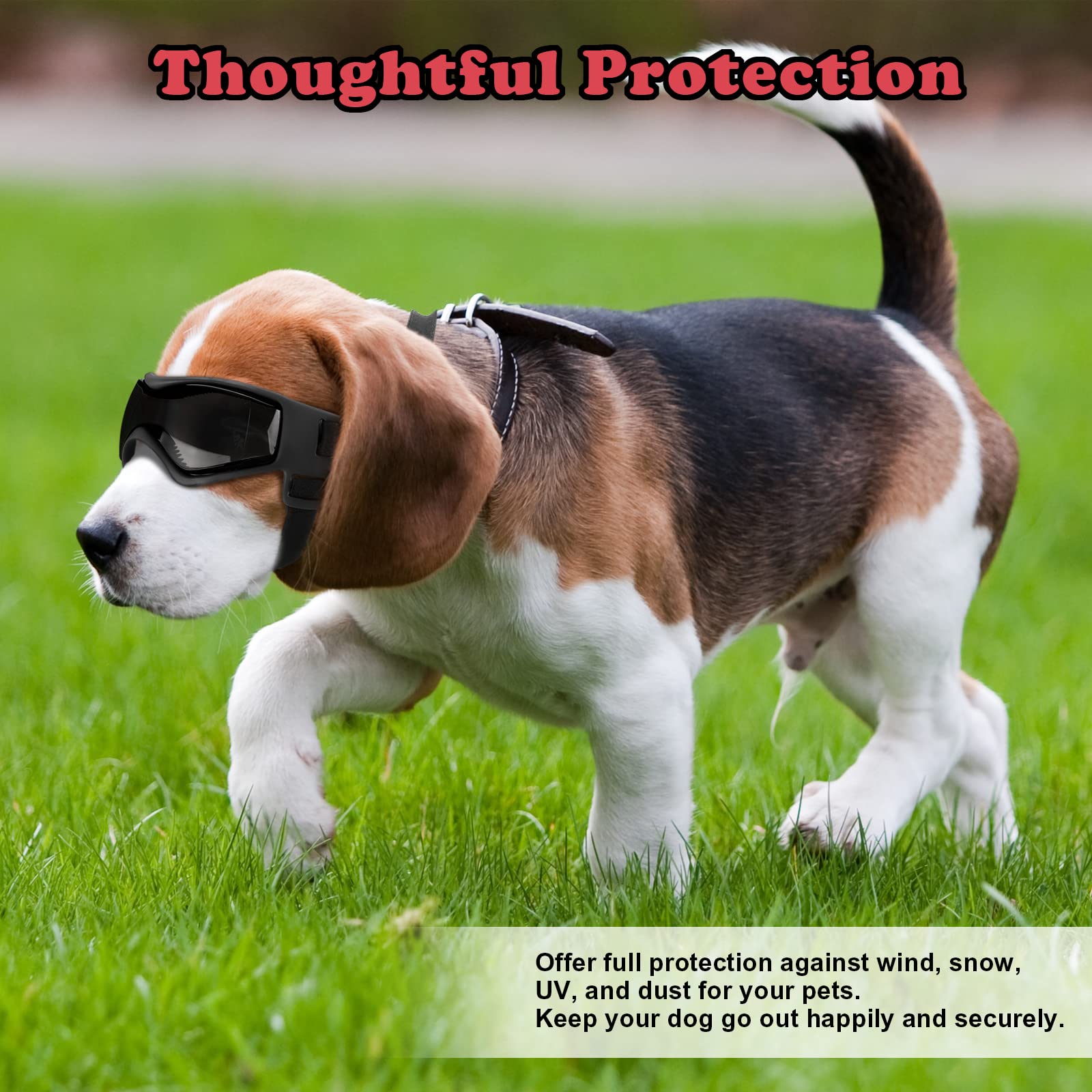 Ownpets Goggles For Dogs, Dog Glasses Uv Protection Goggles Snow Protection Wind Protection Dust Protection With Adjustable Strap, Safety Pet Sunglasses For Small And Medium Dog, Black