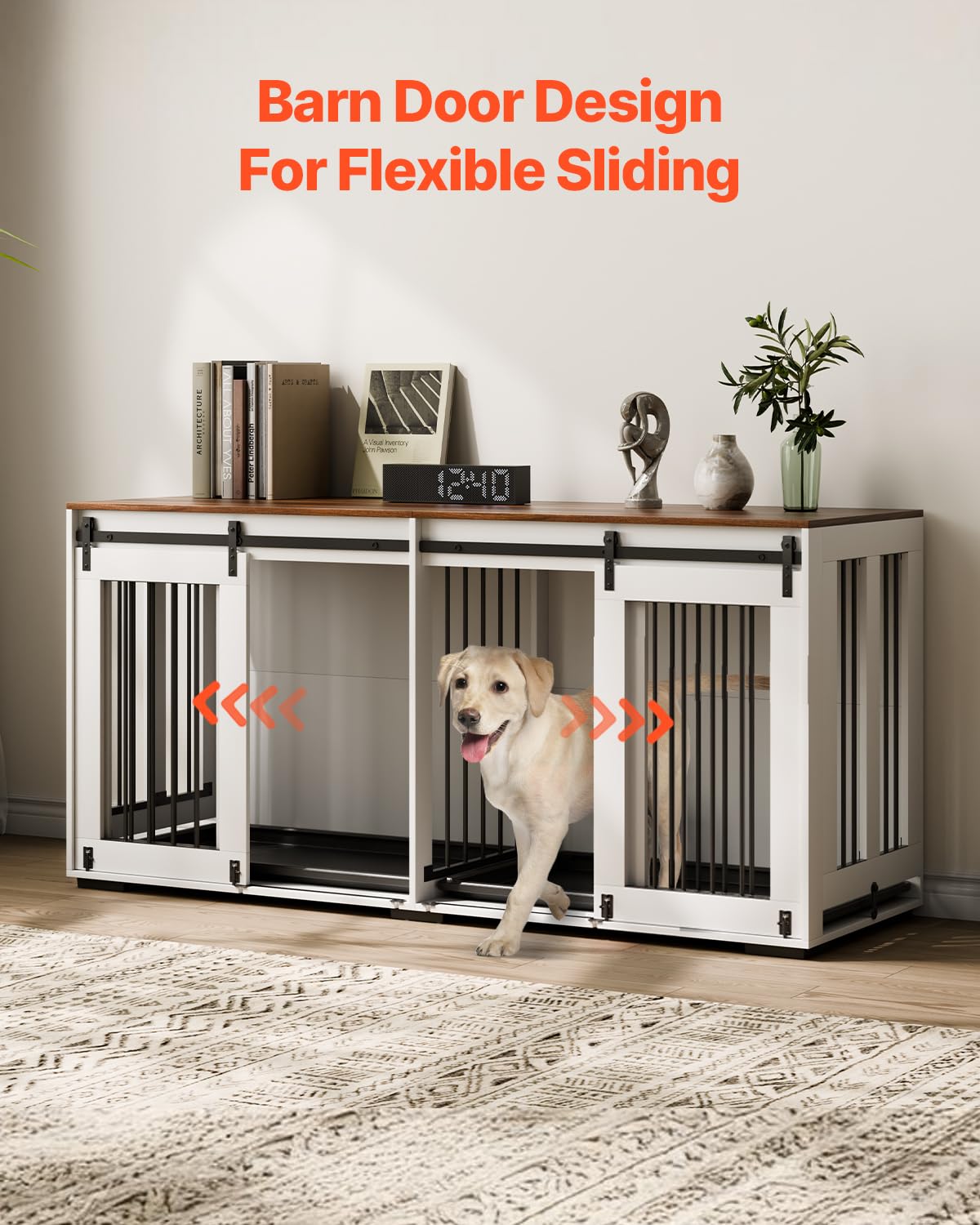 VEVOR 72Dog Crate Furniture for 2 Dogs,Double Dog Crate Furniture with Double Sliding Doors,Large Dog Crate TV Stand with Remova