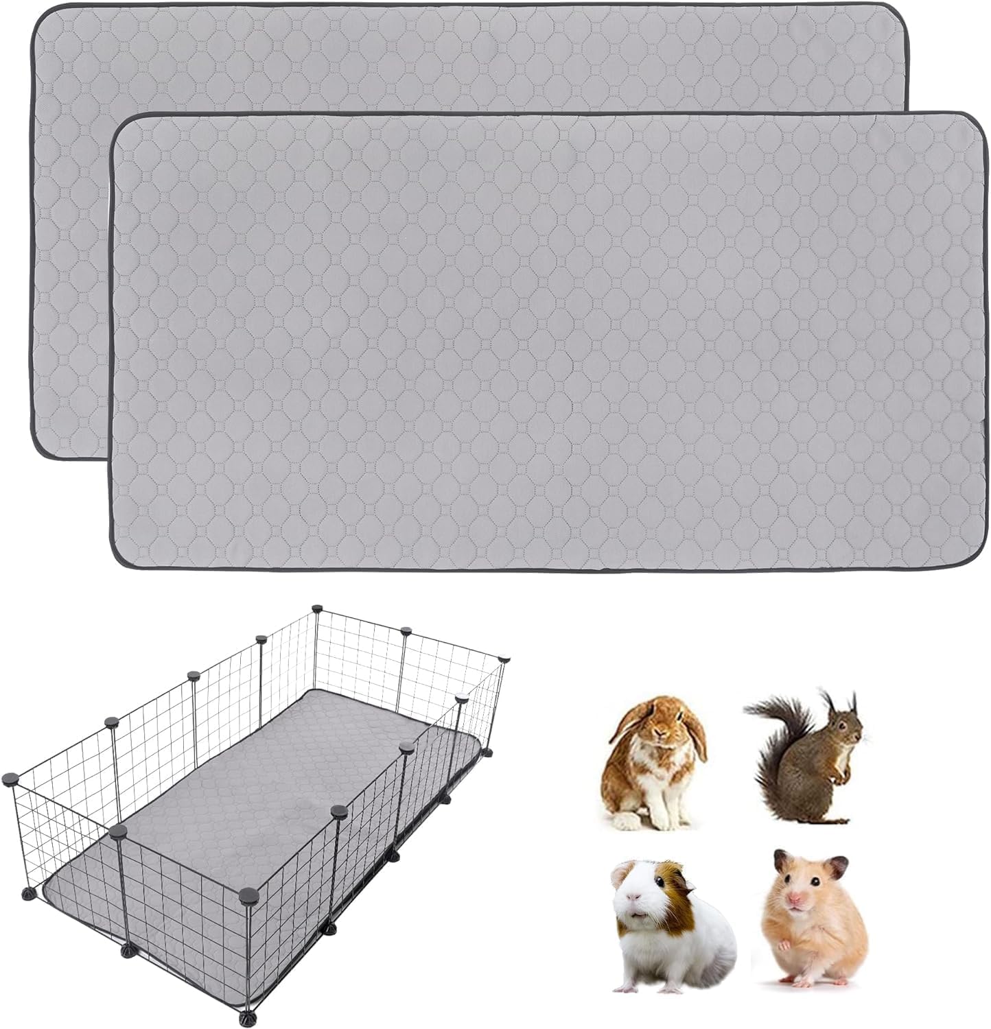 Lwymx Guinea Pig Cage Liners, 16''X24'' Washable Guinea Pig Pee Pads, Non Slip Reusable Super Absorbent Guinea Pig Training Mat Bedding Fleece For Small Animals Hamster Rabbit Chinchilla Rat, 2Pack