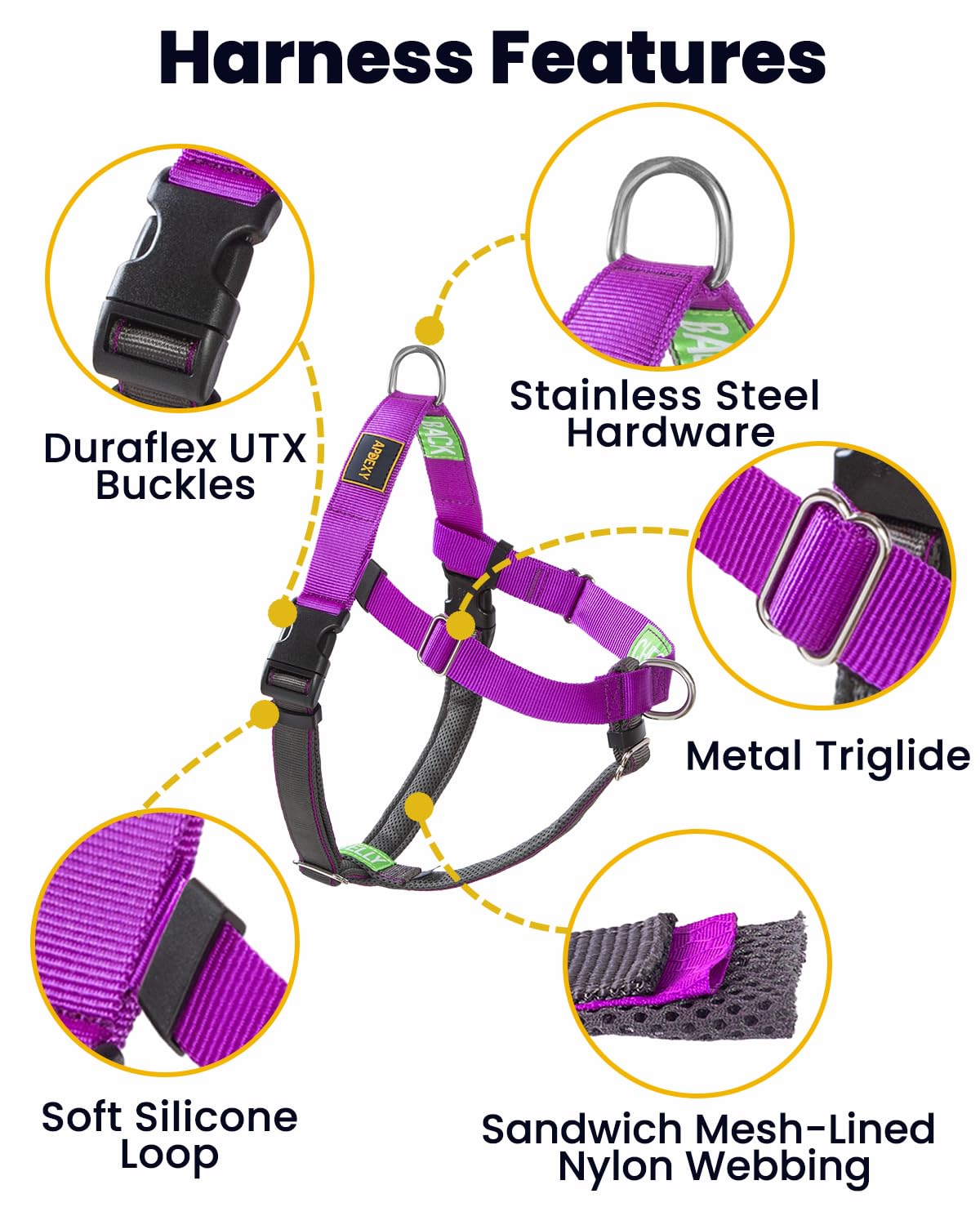 APDEXY Freedom No Pull Dog Harness for Large Dogs, Easy Walker, Anti Pull with Two Stainless D-Rings, Comfortable, Sewn-in Instr