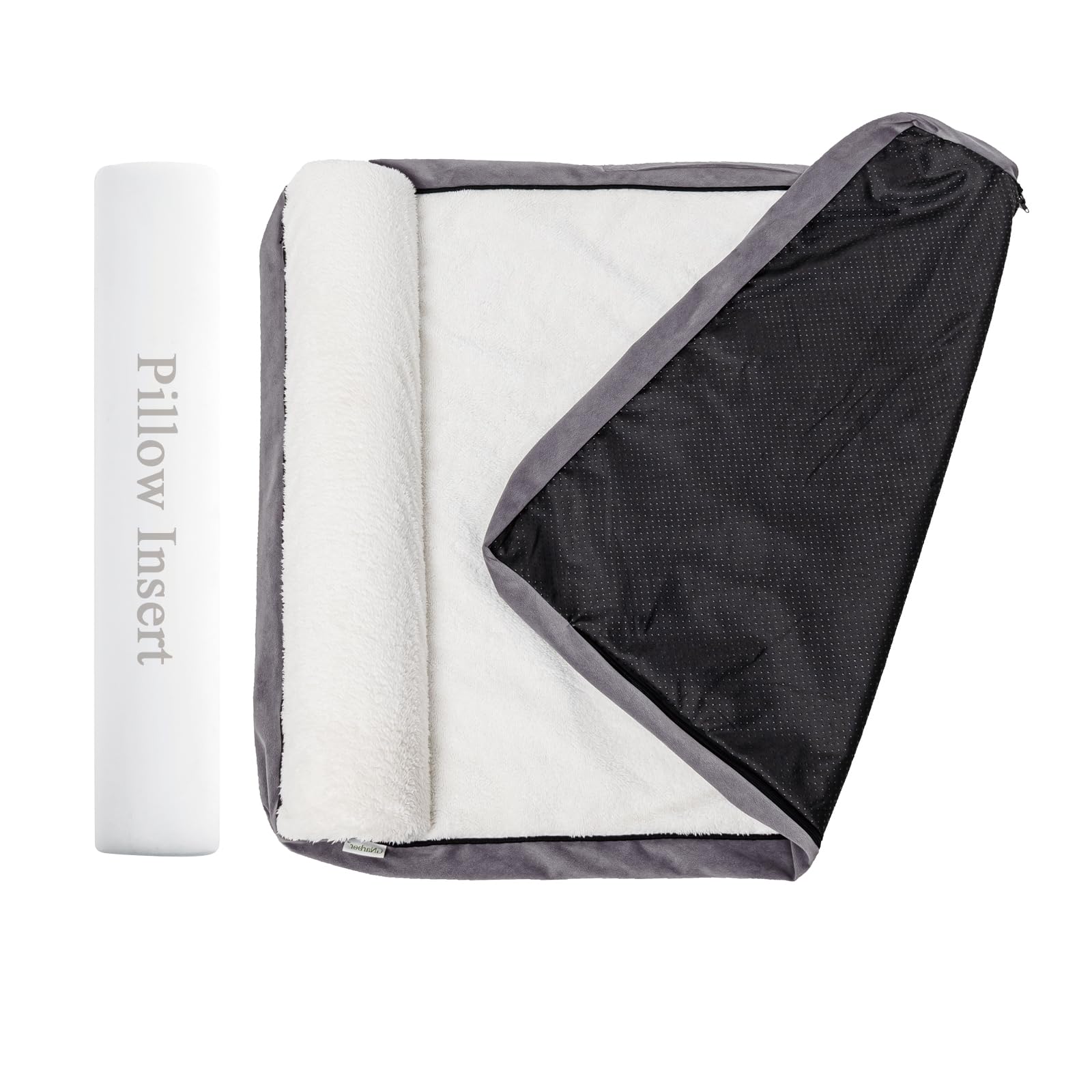 Dog Bed Covers Replacement Washable, Soft Plush Dog Bed Covers With Zipper And Removable Built-In Orthopedic Pillow, 44X32X4 Inc