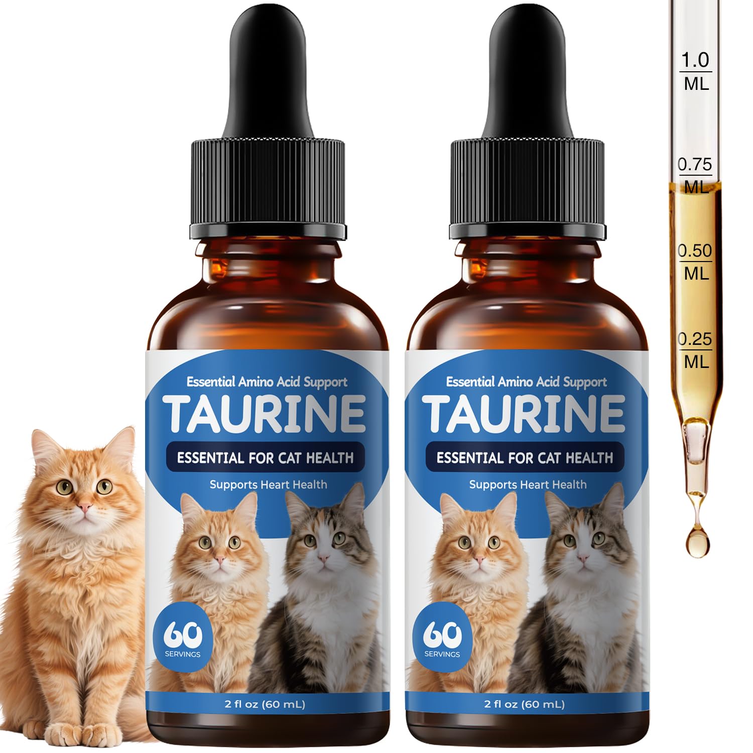Homibabis Taurine Liquid Supplement for Cats, Daily Amino Acid Support for Heart Health, Vision & Metabolic Balance, Liquid Drop