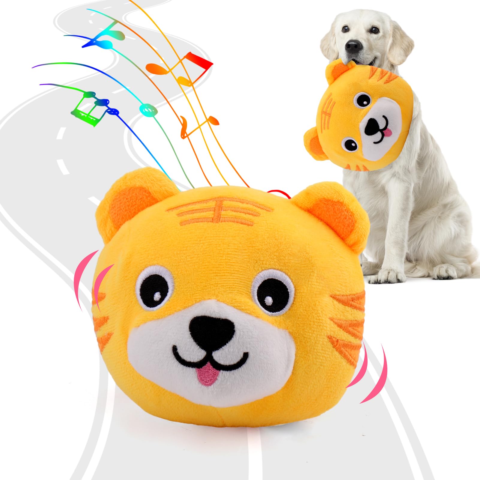 Baborui Interactive Dog Toys Tiger, Jumping Squeaky Dog Toys With Recording And Music Modes, Rechargeable Moving Dog Chew Toys F