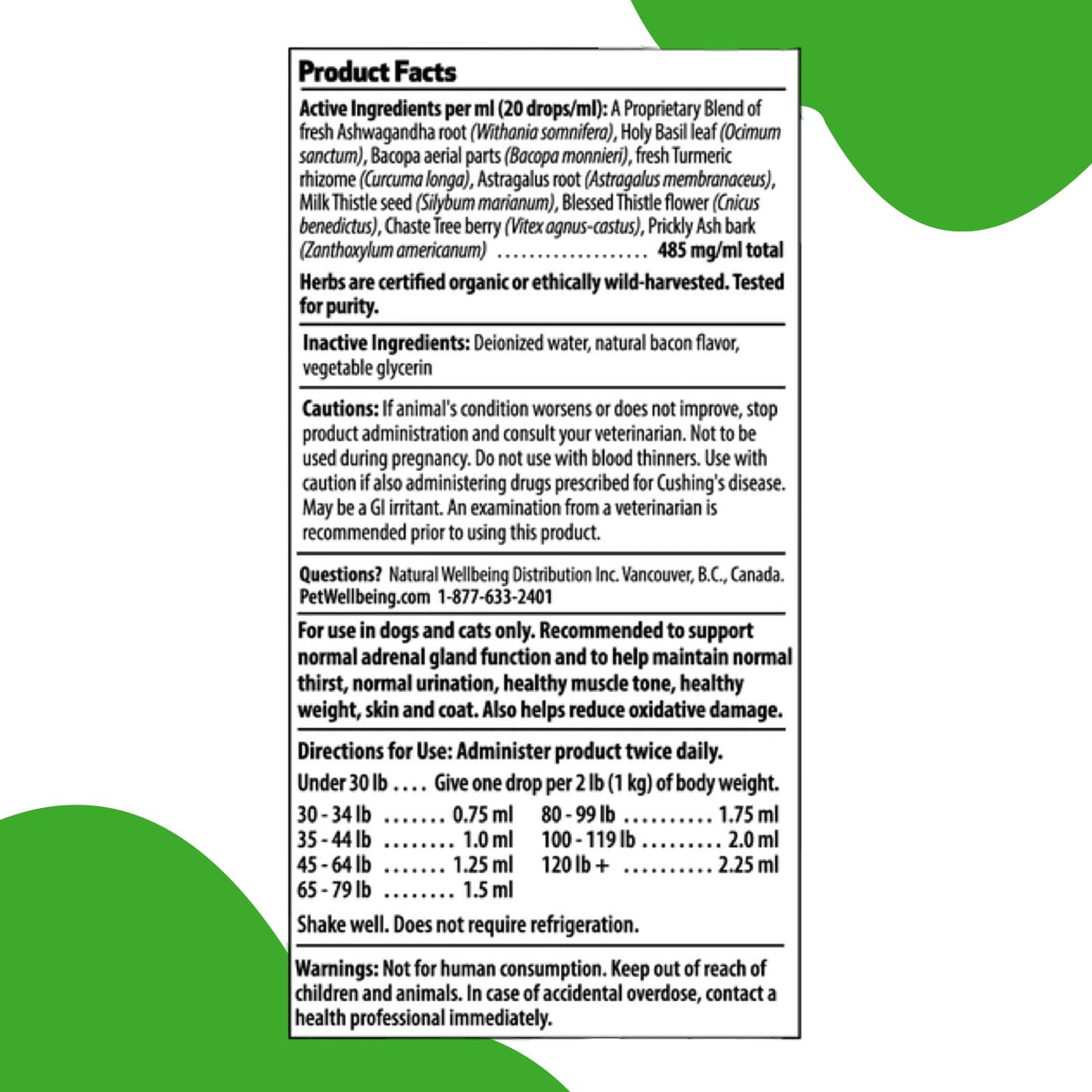 Pet Wellbeing Adrenal Harmony Gold for Dogs - Supports Adrenal Function & Normal Cortisol Levels with Ashwagandha & Bacopa - NAS