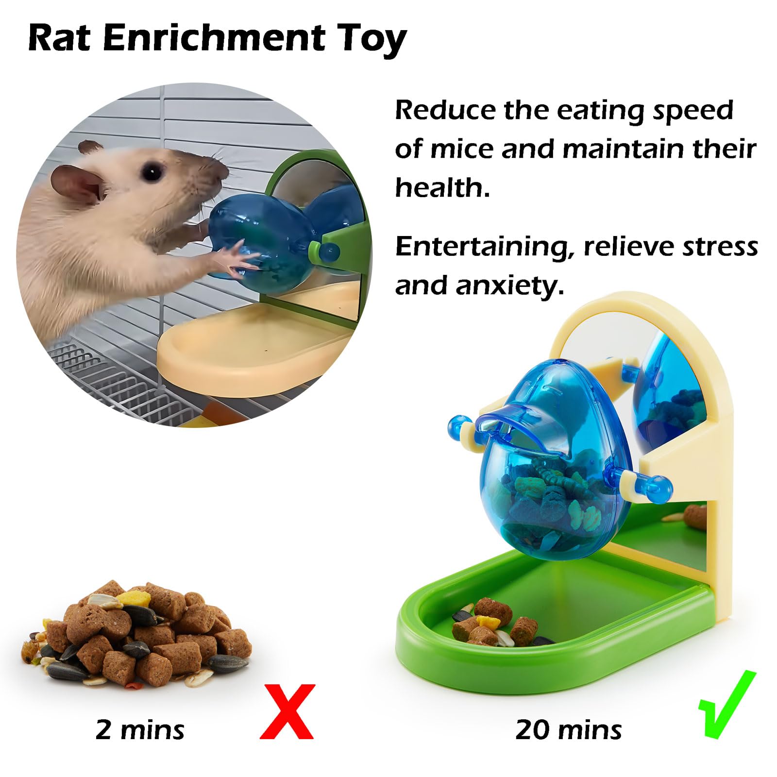 Rat Enrichment Toys, Interactive Foraging Toys For Rats, Intelligence Growth Rat Enrichment Puzzle Games, Treat Dispensing Slow
