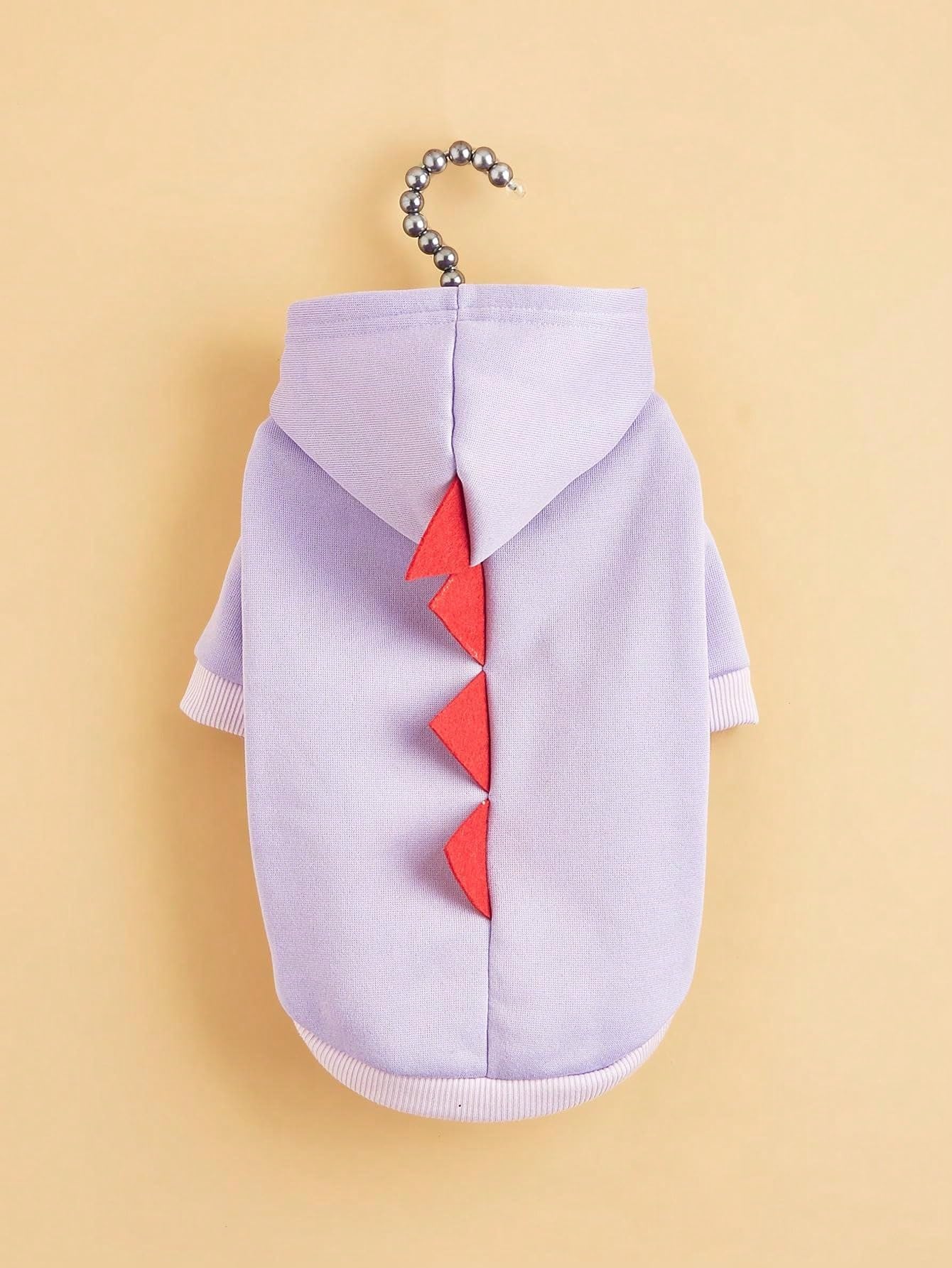 Qwinee Dinosaur Dog Hoodie Dog Warm Jacket Christmas Halloween Dog Costume Dog Clothes For Puppy Kitten Small Medium Dogs Cats Solid Purple Xl