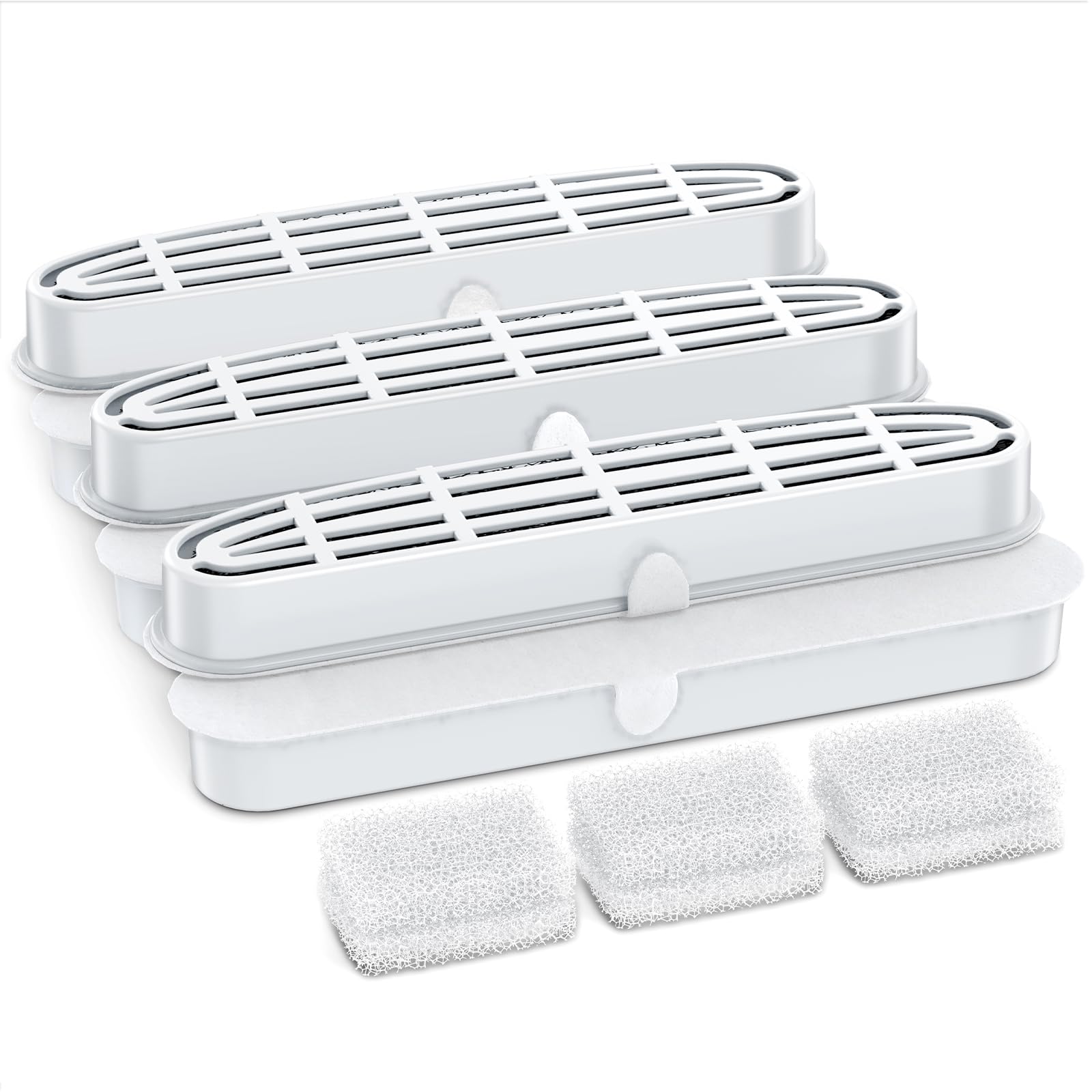 Opowo 6 Packs Replacement Filters & 6 Packs Pump Filter Sponges For 108Oz/3.2L Wireless Cat Water Fountain Ft999, 3 Months Set O
