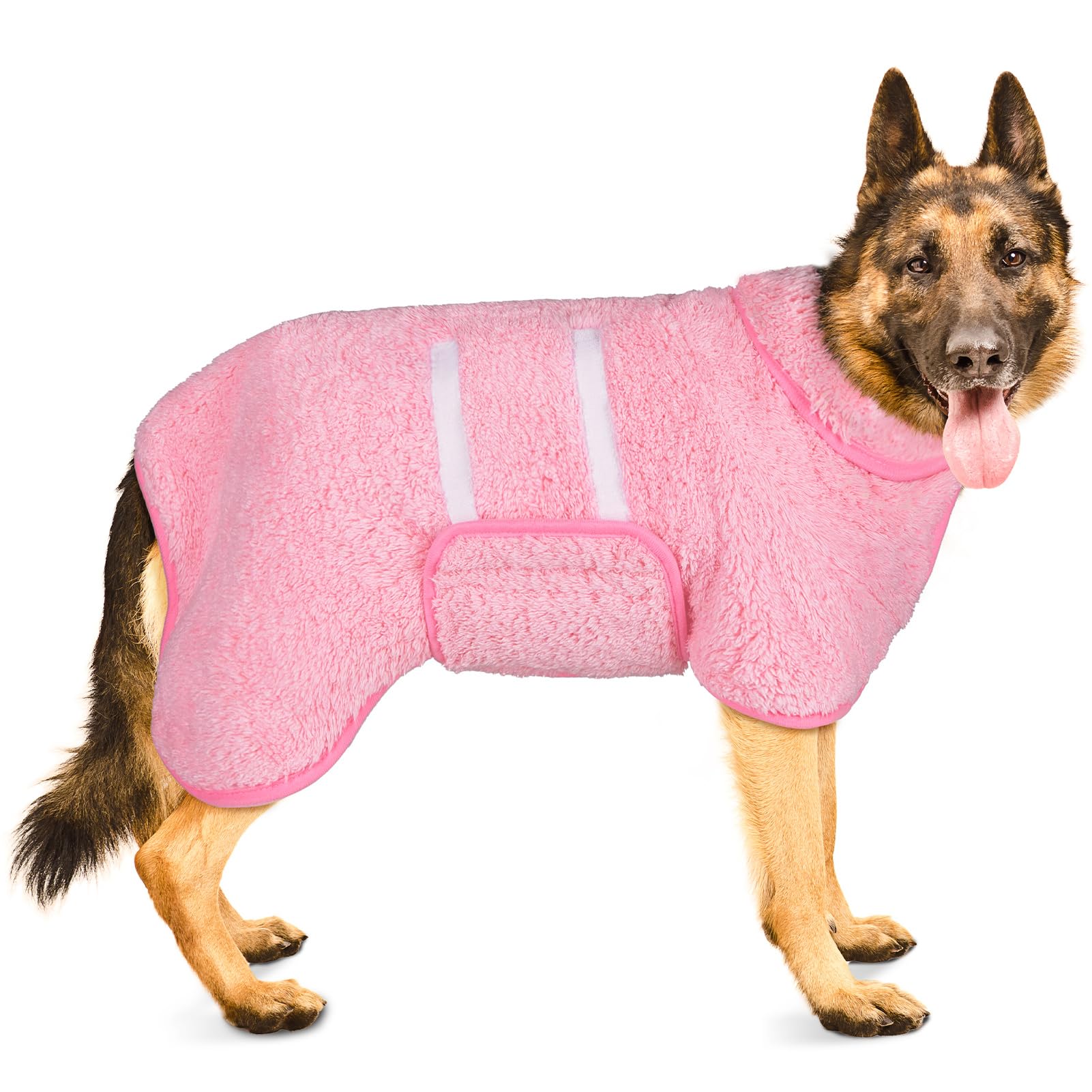 Bienbee Dog Bathrobe, Quick Drying Super Absorbent Dog Robes For After Bath, Warm Keeping Dogs Towel, Dogs Bath Supplies, Pink X