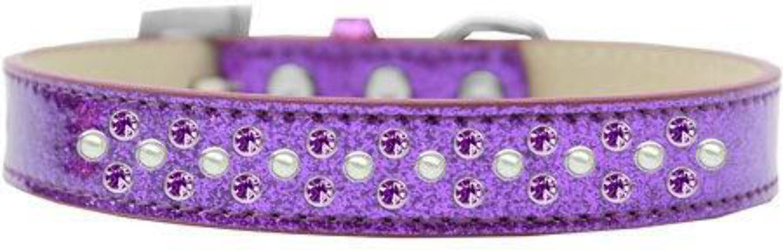 Mirage Pet Products Sprinkles Ice Cream Dog Collar with Pearl and Purple Crystals, Size 18, Silver