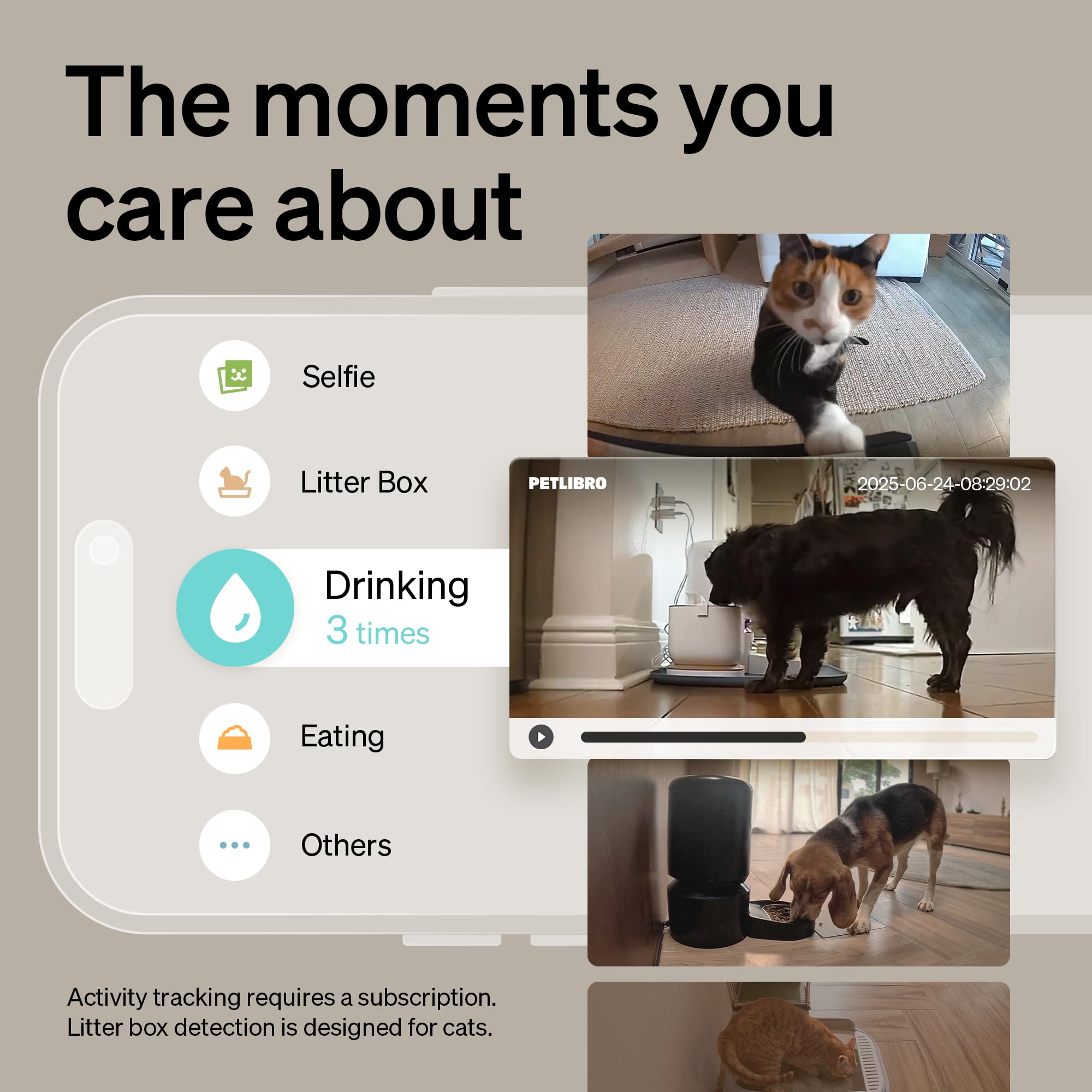 PETLIBRO AI Pet Camera Indoor with Phone App, 360 Auto Tracking Dog Camera Multi-Pet Recognition & AI Day Summary, 1080p Cat Cam
