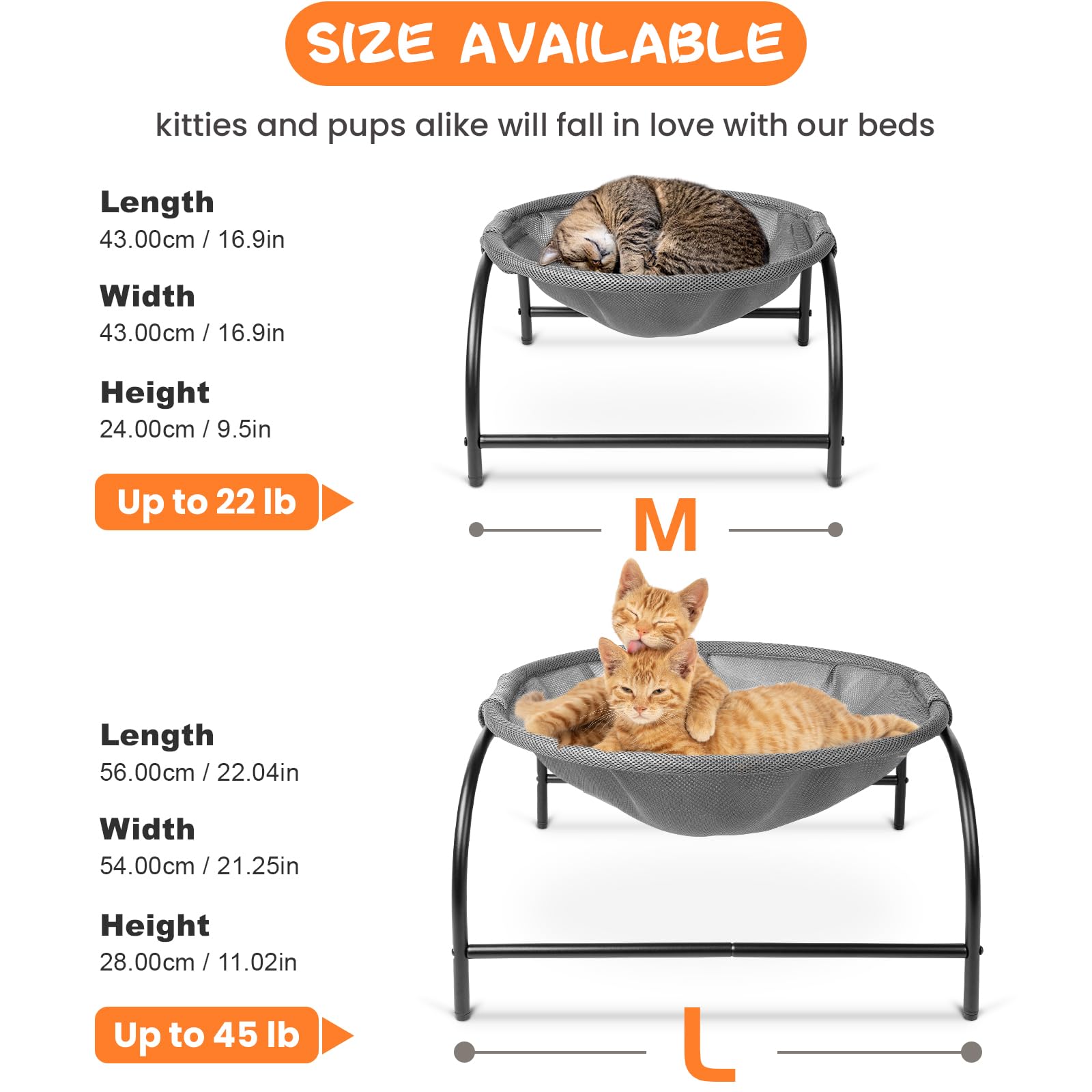 Junspow Cat Bed [Large Size] Dog Bed Pet Hammock Bed Free-Standing Cat Sleeping Cat Supplies Pet Supplies Whole Wash Stable Structure Detachable Excellent Breathability Easy Assembly
