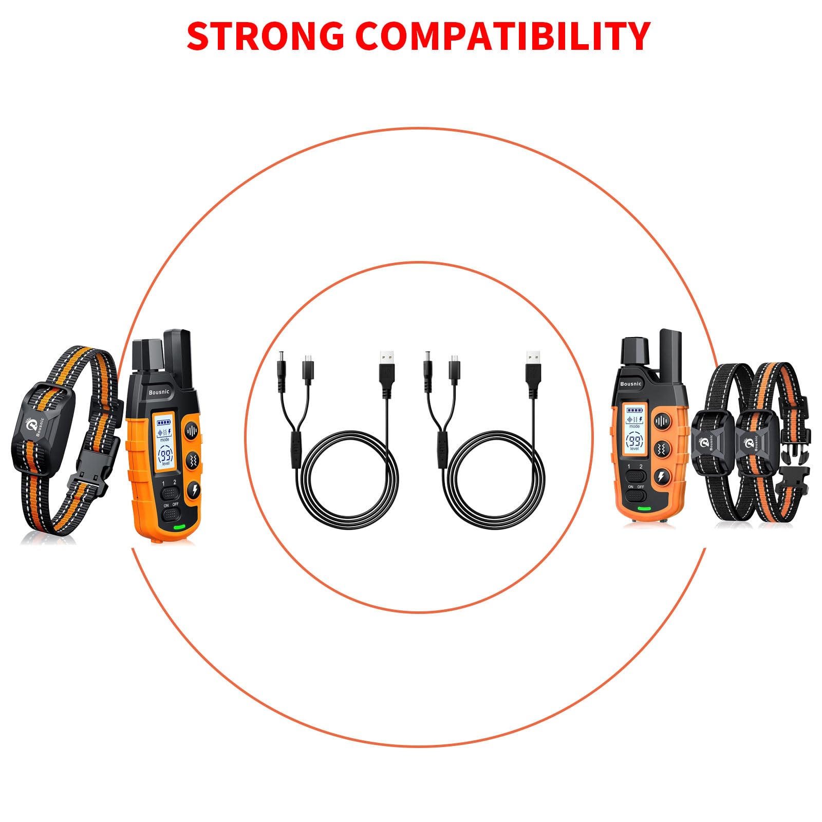 For Pet Collars Charger Replacement, Merom Power Cable Compatible With Bousnic Dog Shock Collar Rs2 And Rs2B, 2-In-1 Dc Charging