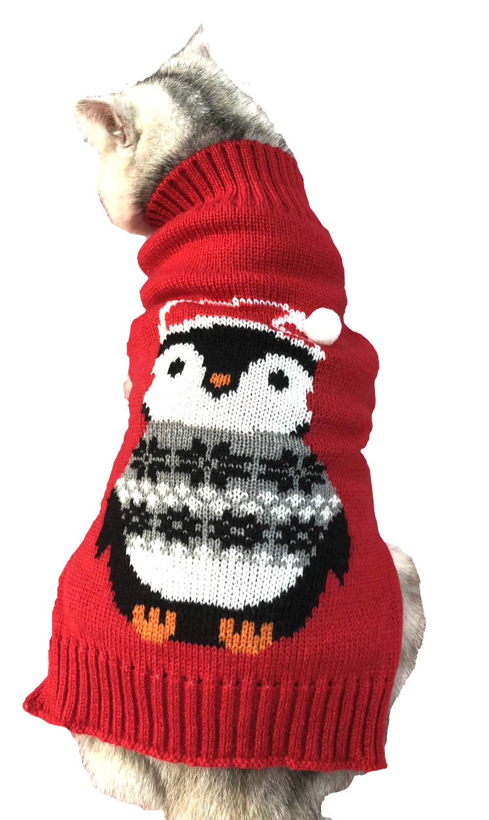 Penguin Red Christmas Holiday Festive Dog Sweater For Puppy Small Dogs, X-Small (Xs) Size