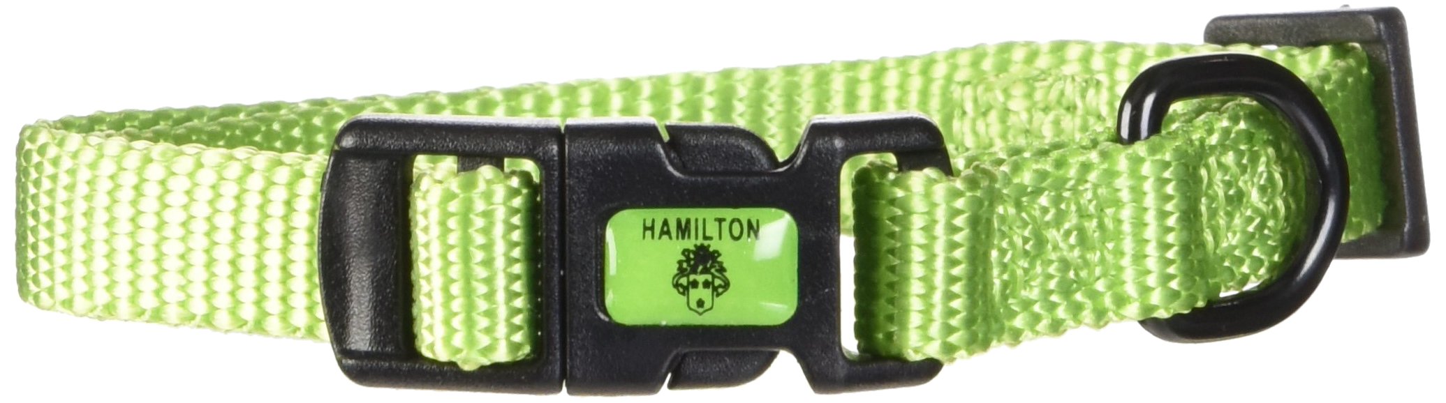 Hamilton Adjustable Nylon Dog Collar, Lime, 3/8'' x 7-12''