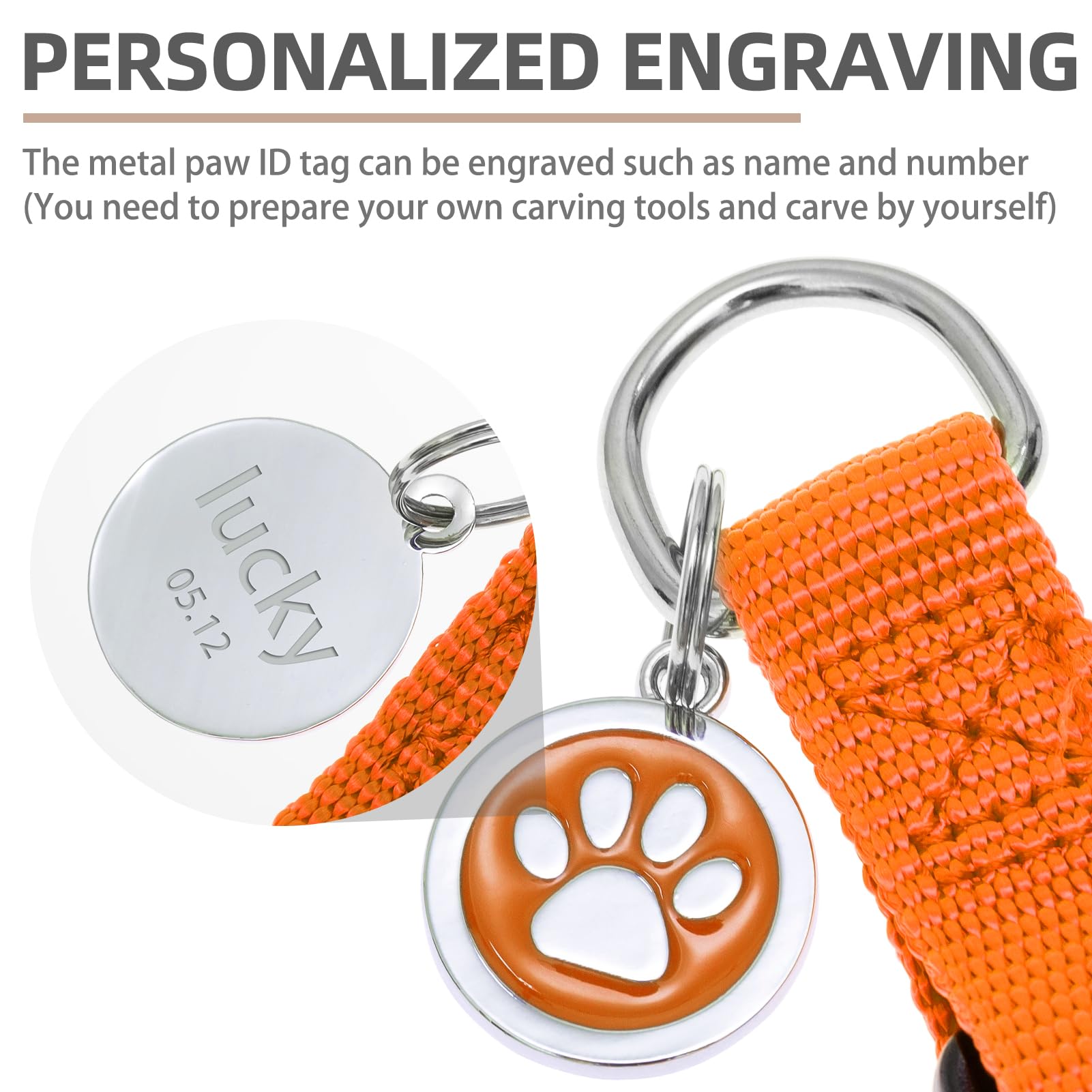 Pupteck No Pull Dog Harness Soft Adjustable Basic Nylon Step In Puppy Vest Outdoor Walking With Id Tag And A-Ir Tag Case, Orange