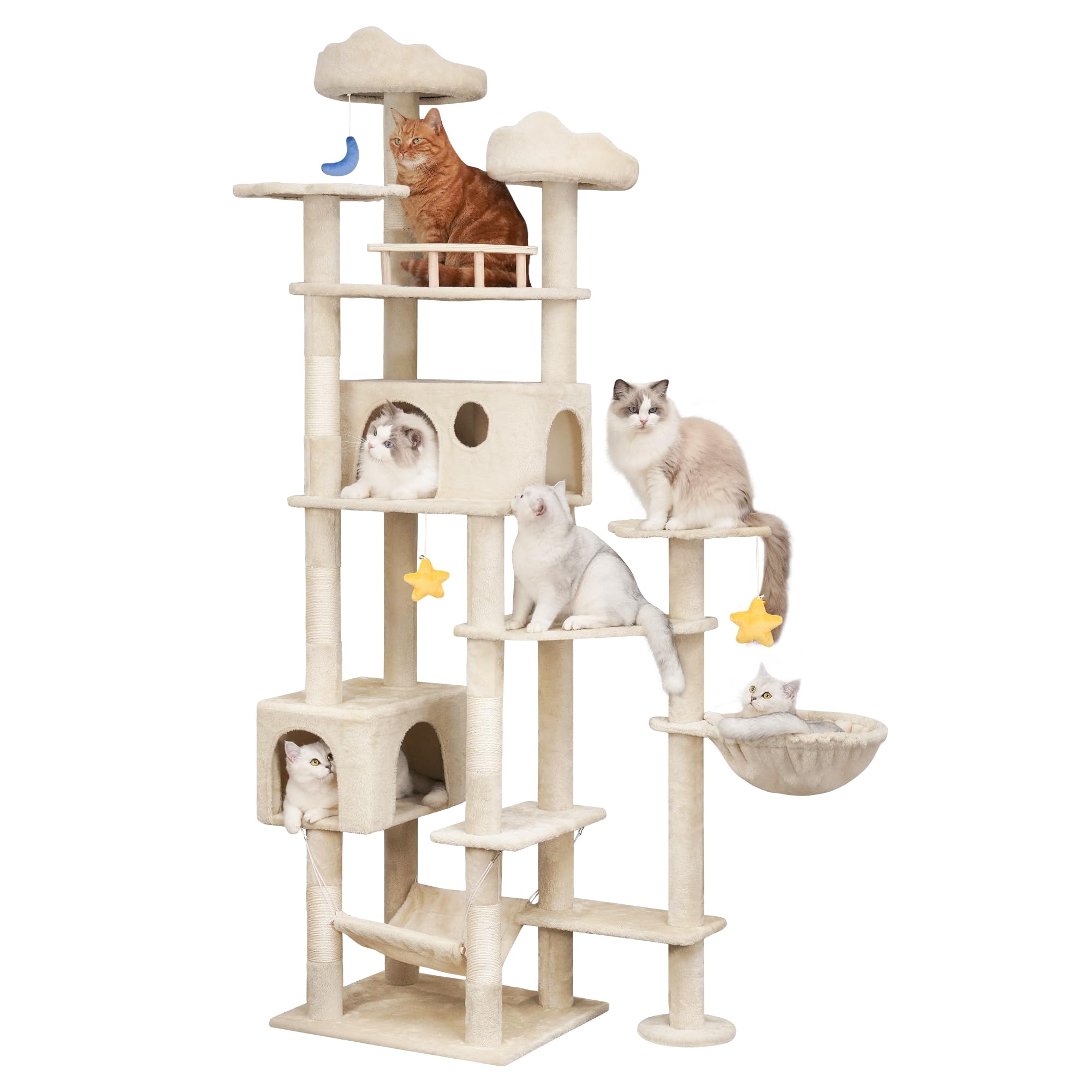 Meecal 85Inch Cat Tree For Indoor Cats Large Adult, Tall Cat Tower With Scratching Post, Heavy Duty Cat Tree With Large Perches,