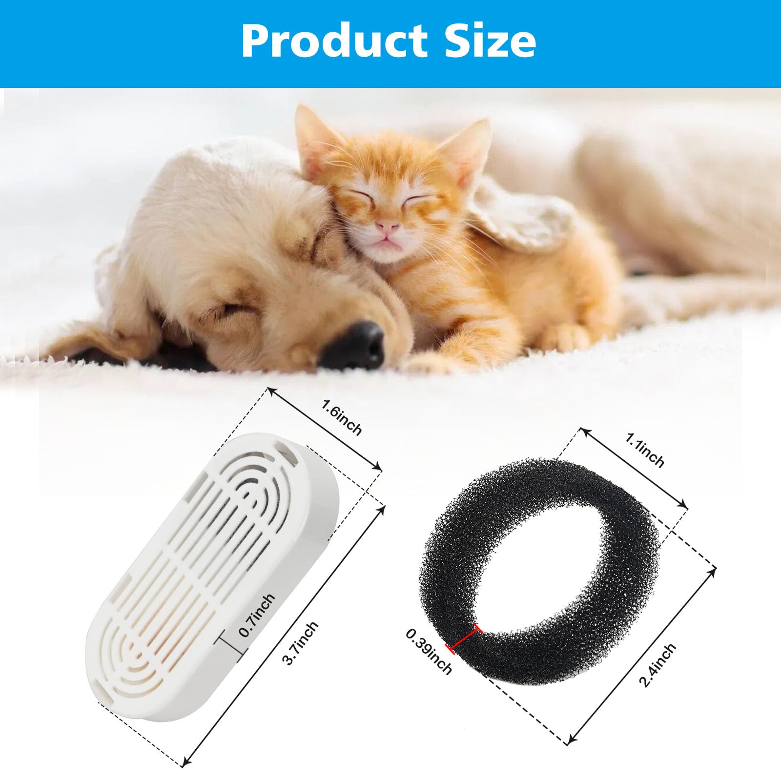 Cat Water Fountain Filter,Pet Fountain Filter Replacement for 3.2L/108oz Cat Drinking Fountain and 4L/134oz Stainless Steel Pet