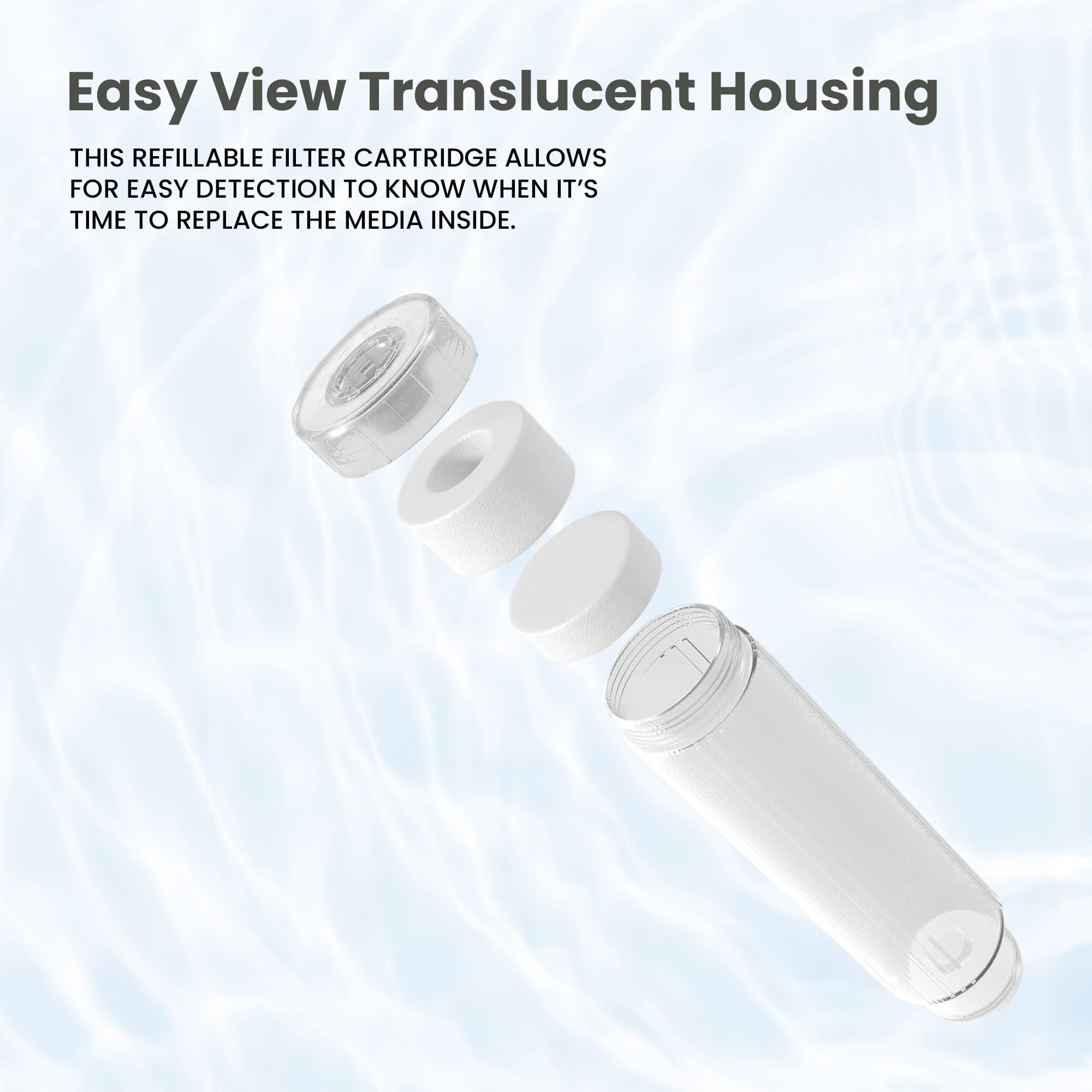 Aquaticlife 10'' X 2.5'' Translucent Refillable Reusable Water Filter Cartridge For Di Resin And Other Media