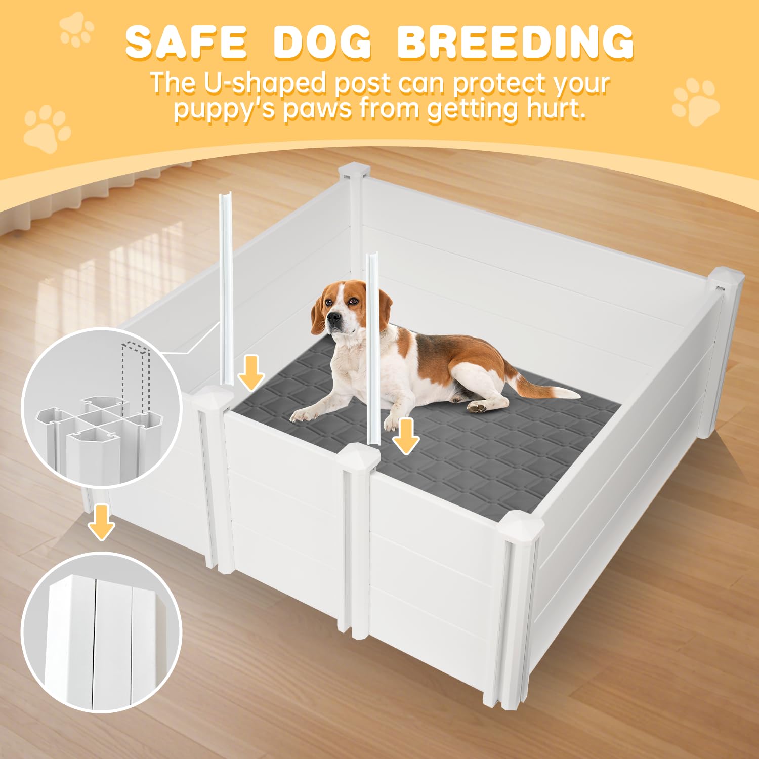 Lotfun Whelping Box For Large Breed Dogs 48''X48''X18'', Pvc Puppy Playpen, Waterproof & Rustproof Whelping Pen, Puppy Whelping