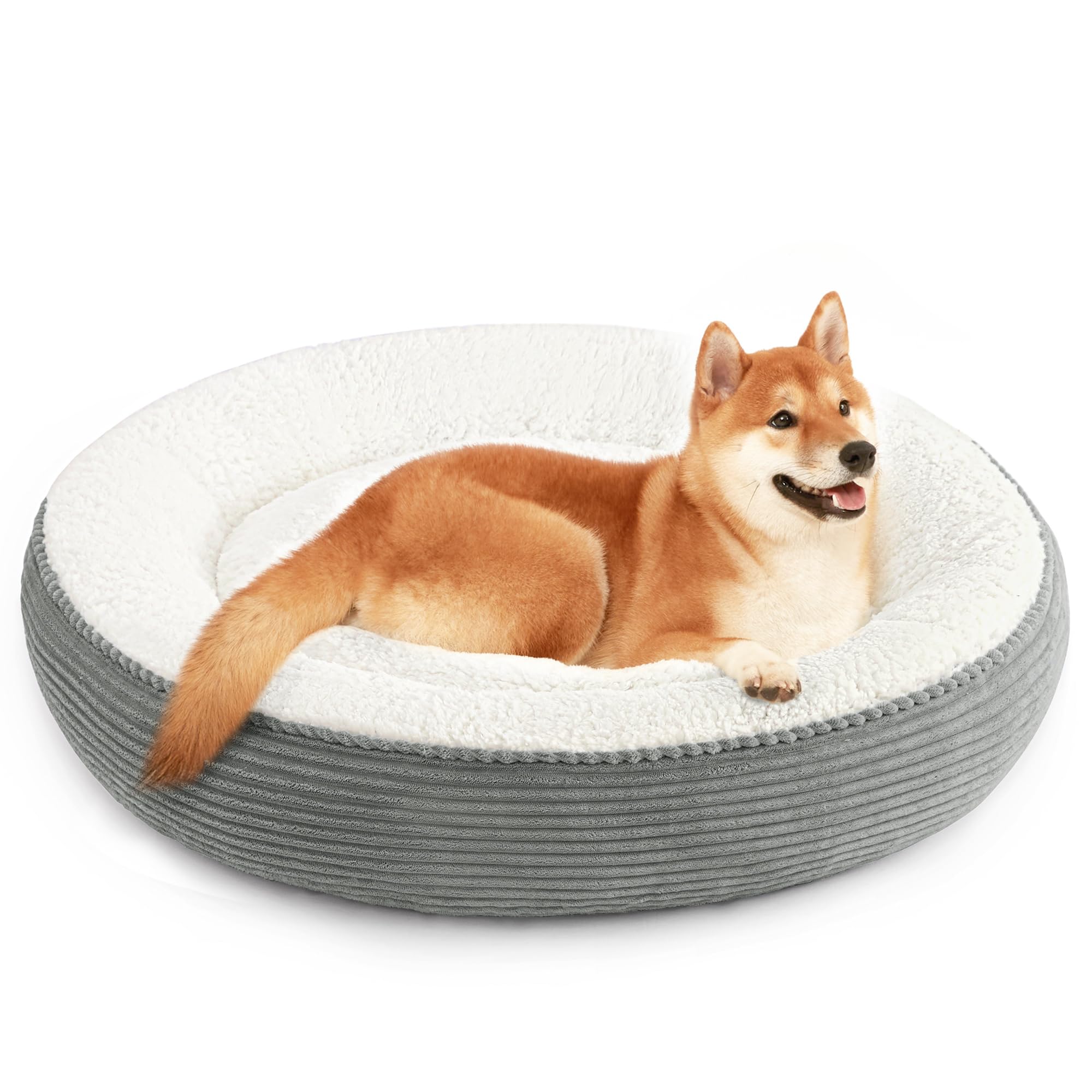 Love'S Cabin Round Donut Cat And Dog Cushion Bed, 36In Pet Bed For Cats Or Small Dogs, Anti-Slip Water-Resistant Bottom, Super S