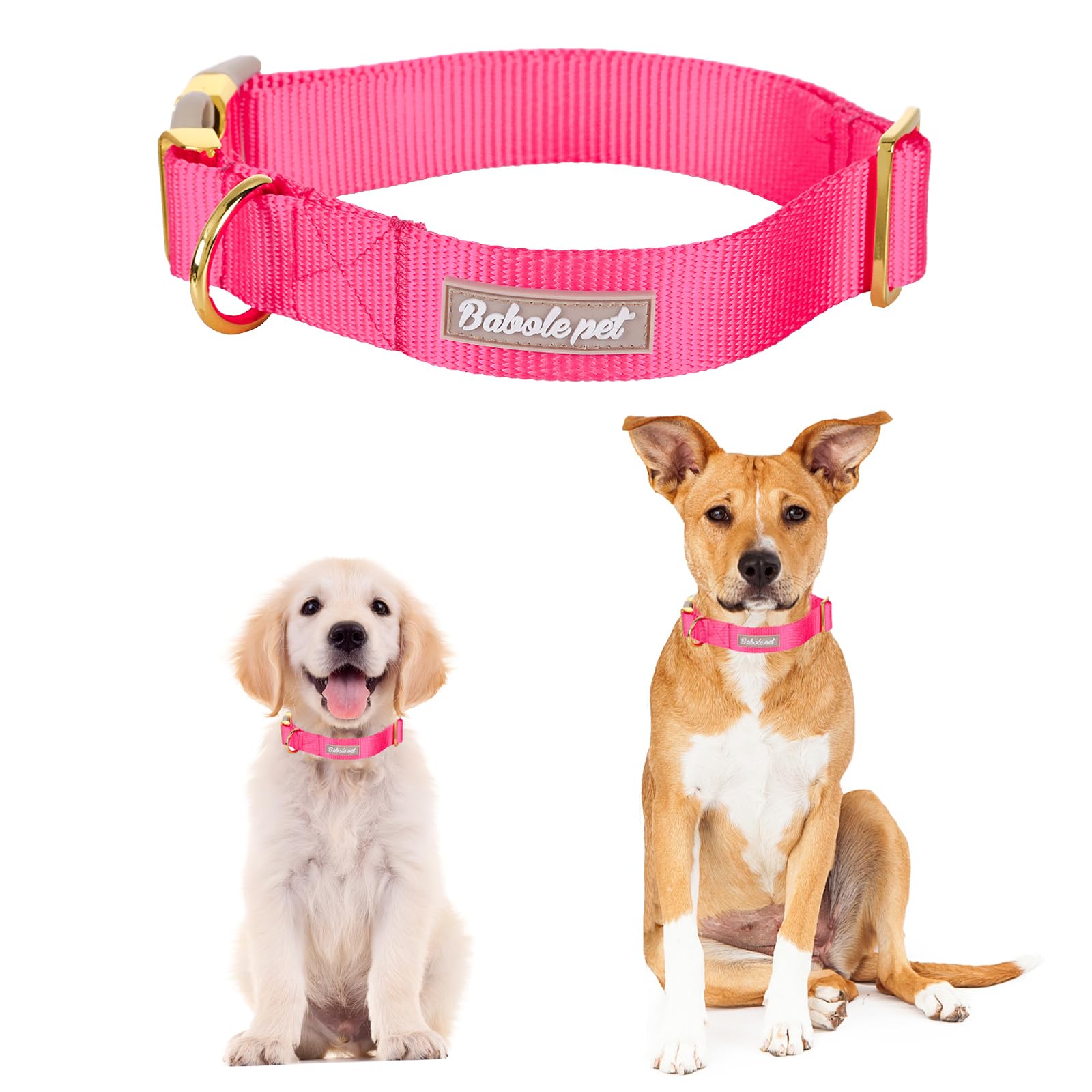 Babole Nylon Dog Collars Red For Small Puppy Dog,13 Colors,Adjustable Soft Comfortable Pet Collars With Safety Metal Buckle For Medium Large Boy&Girl&Female Dog(Rose Red,S)