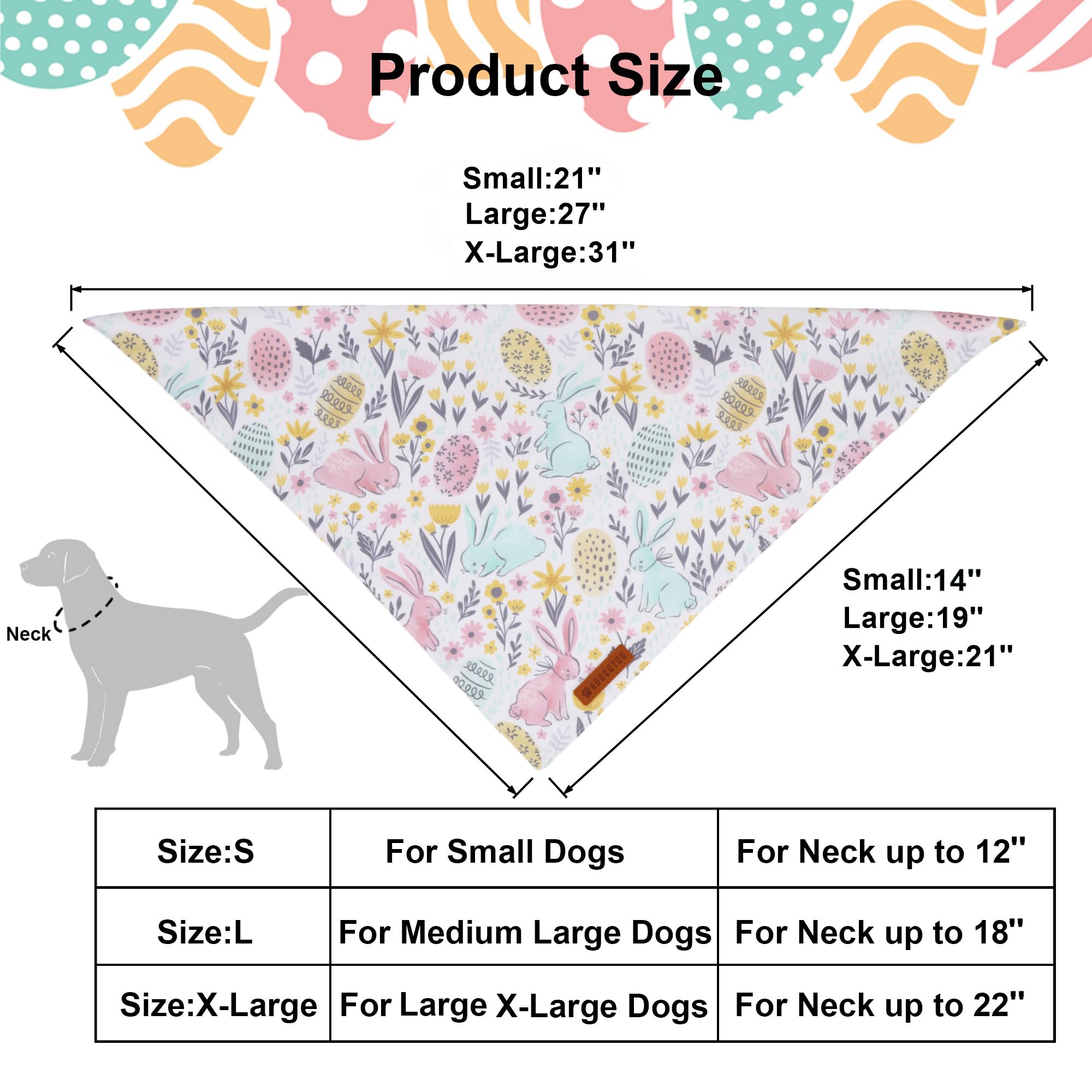 Adoggygo Easter Dog Bandana, Carrot Rabbit Pet Scarf, Premium Durable Fabric, Easter Bandanas For Extra Large Dogs Pets (X-Large