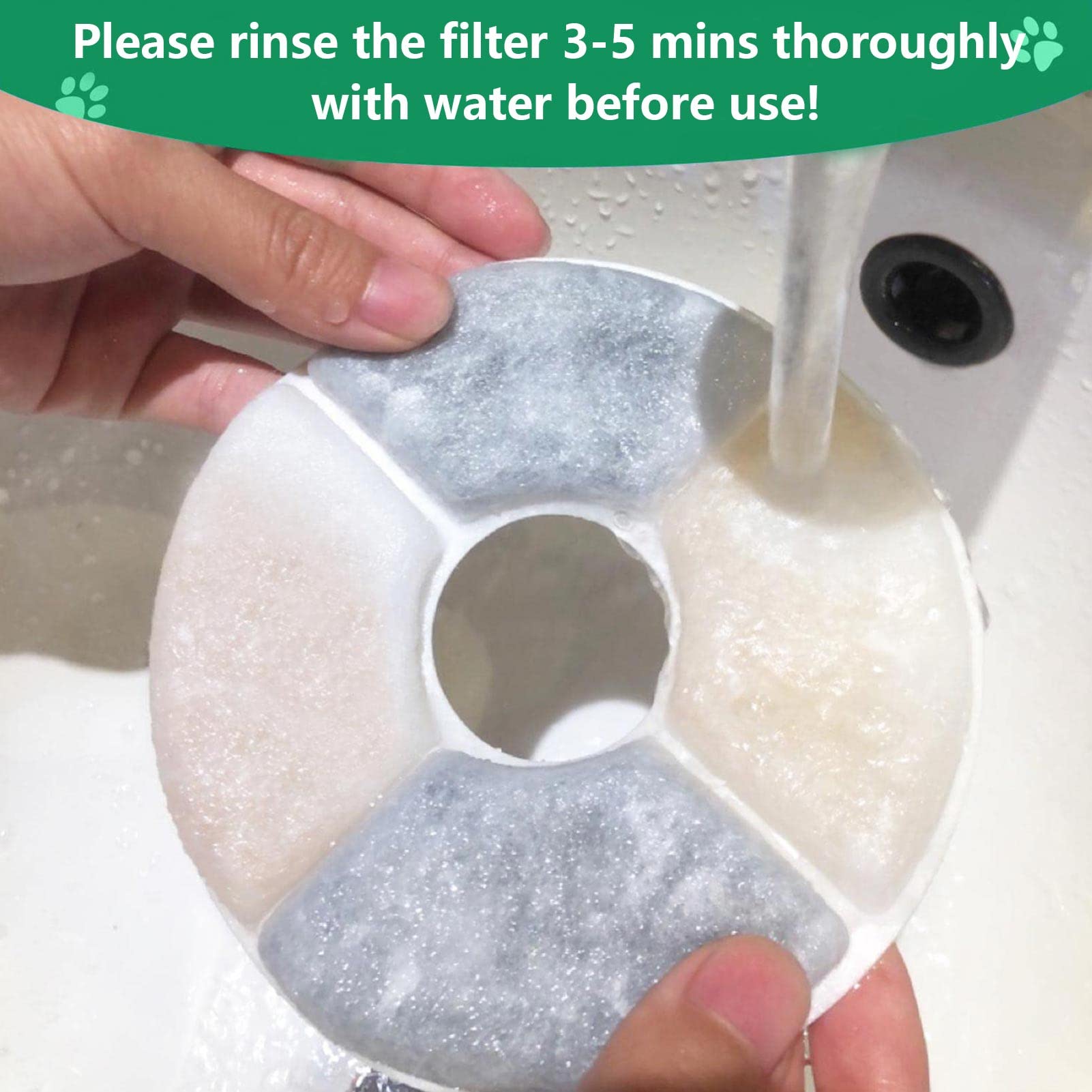 Cat Water Fountain Filters 8 Pack,50% More Resin & Activated Carbon,Genuine Cat Flower Fountain Replacement Filters For Pet Dog