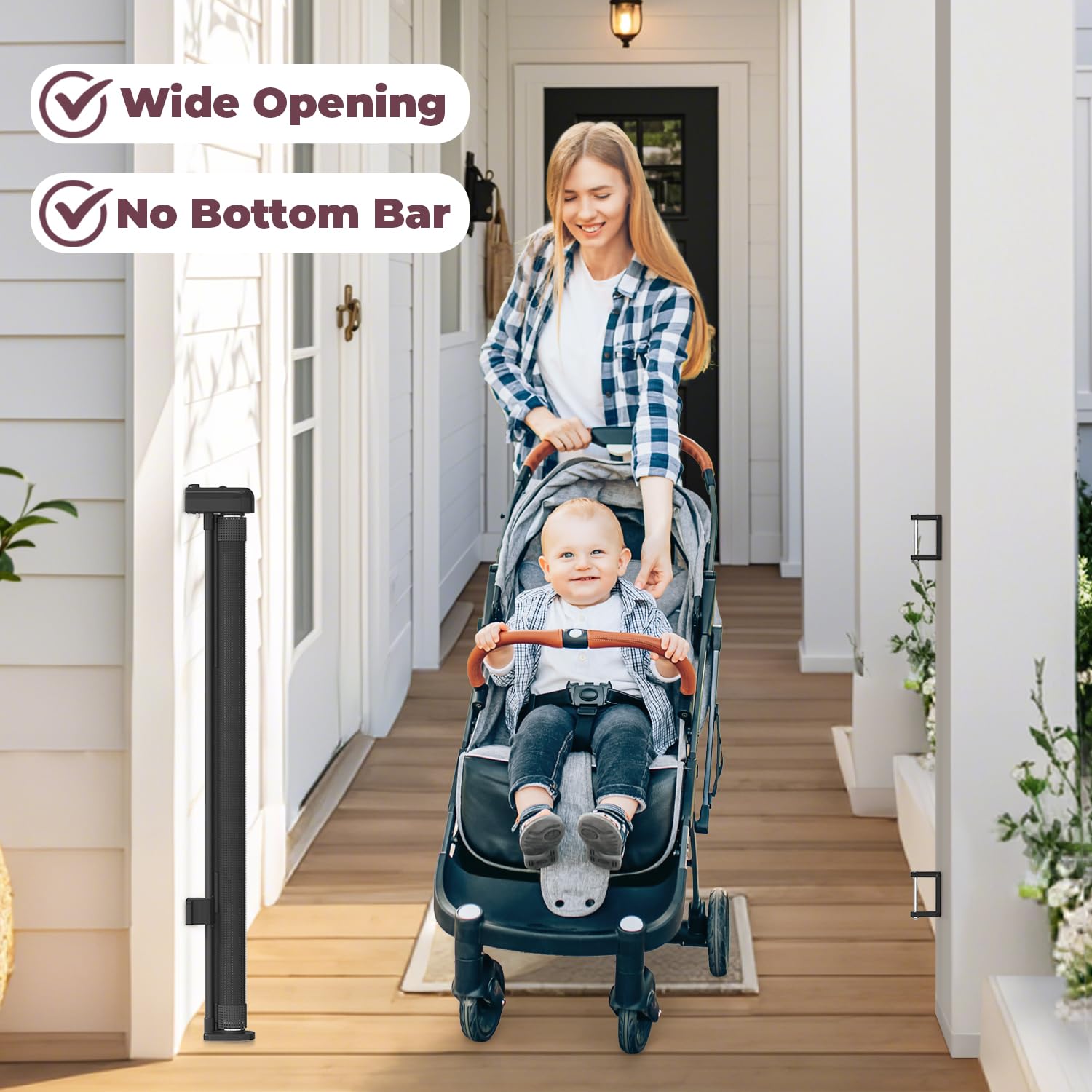 Cideny 76 Retractable Baby Gates Extra Wide, Mesh Long Dog Gate for Wide Openings, Indoor Outdoor Stair Gate for Doorways Hall