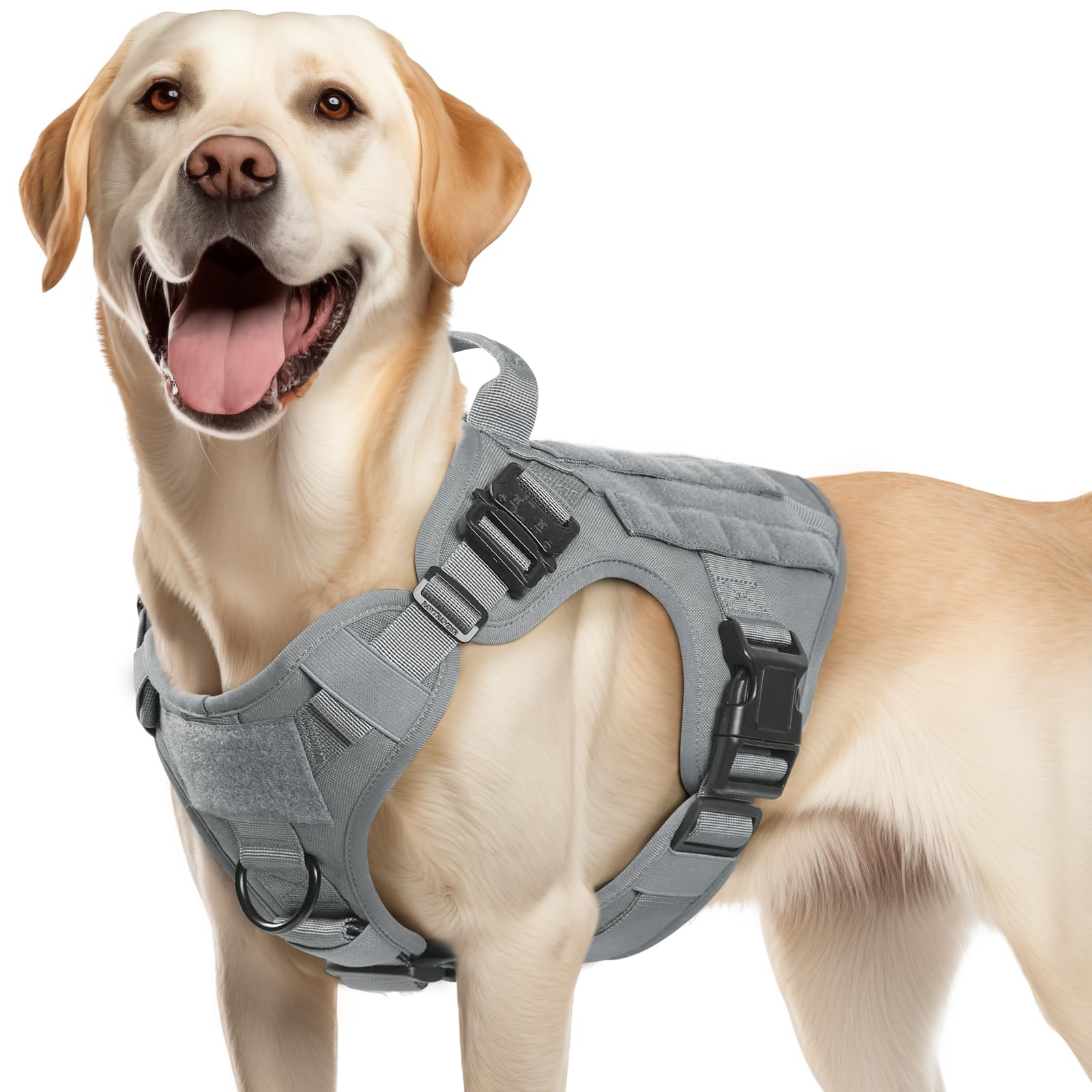 Rabbitgoo Tactical Dog Harness Medium Sized, Heavy Duty Pet Harness With Handle, No-Pull Service Vest Medium Breed, Adjustable M