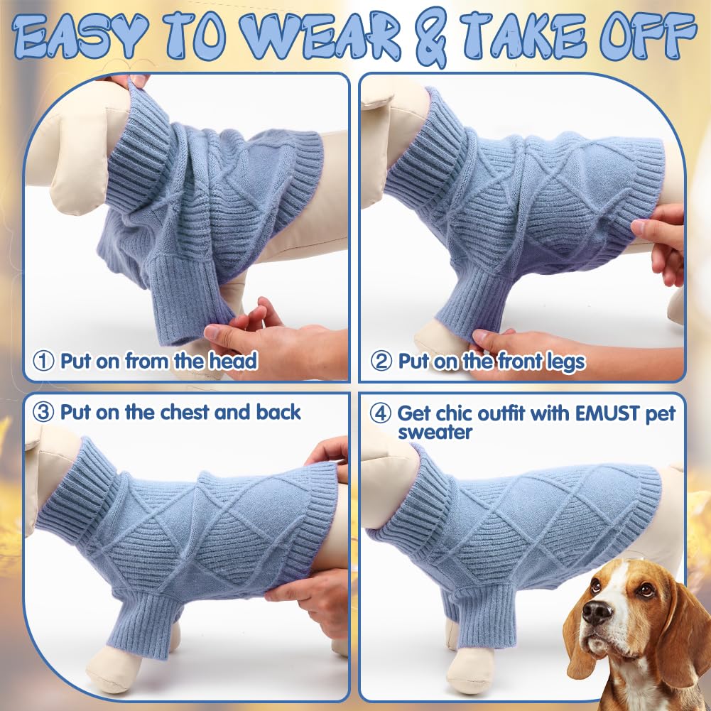 Emust Pet Sweater, Dog Sweaters For Large Dogs With Sleeves, Warm Dog Sweater For Cold Weather, Blue 4Xl