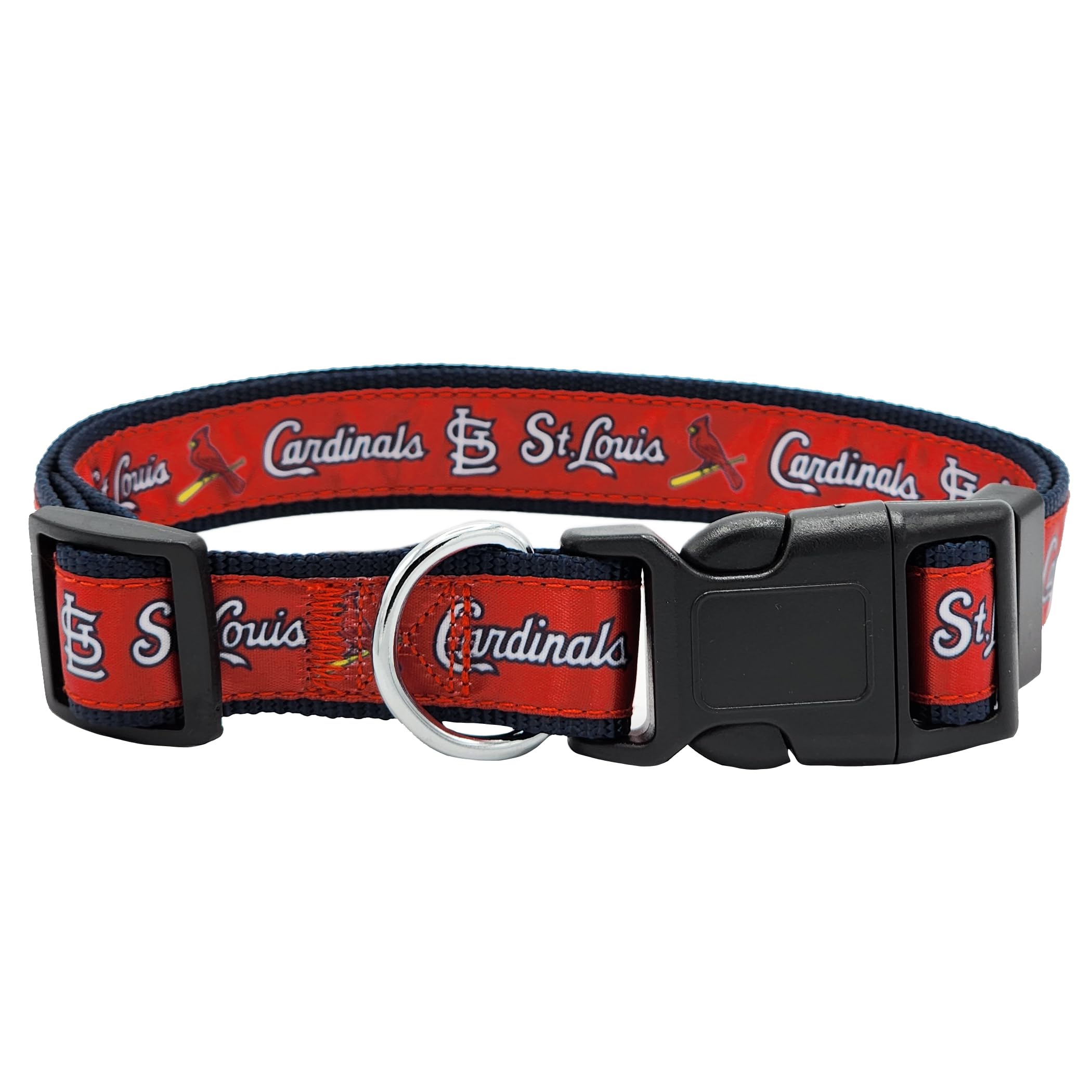 MLB St. Louis Cardinals Licensed PET COLLAR- Heavy-Duty, Strong, and Durable Dog Collar. Available in 29 Baseball Teams and 4 Si