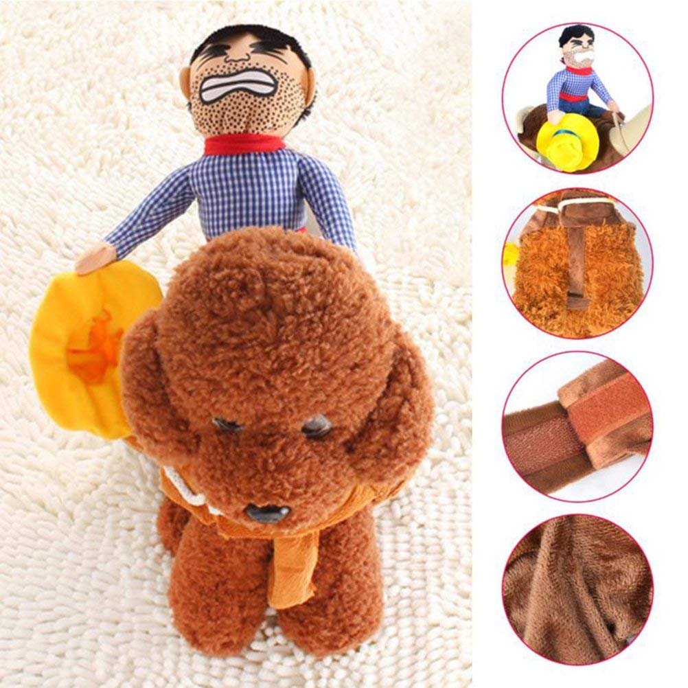 Ismarten Cowboy Rider Dog Costume For Dogs Outfit Knight Style With Hat Pet Costume For Halloween Day (X-Large)