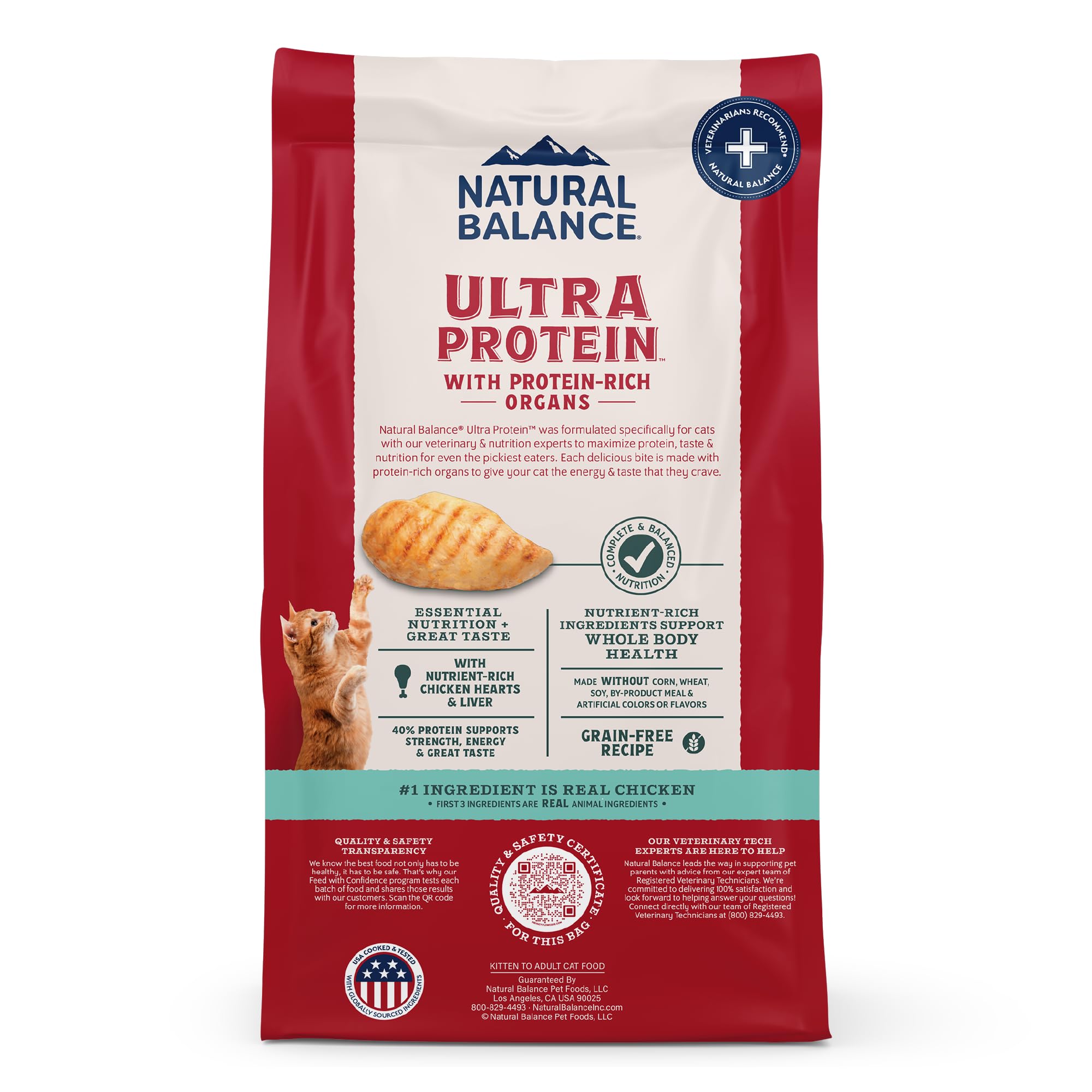 Natural Balance Ultra Protein Dry Cat Food, Real Chicken & Chicken Meal Recipe with Protein-Rich Organs - 6 lbs.