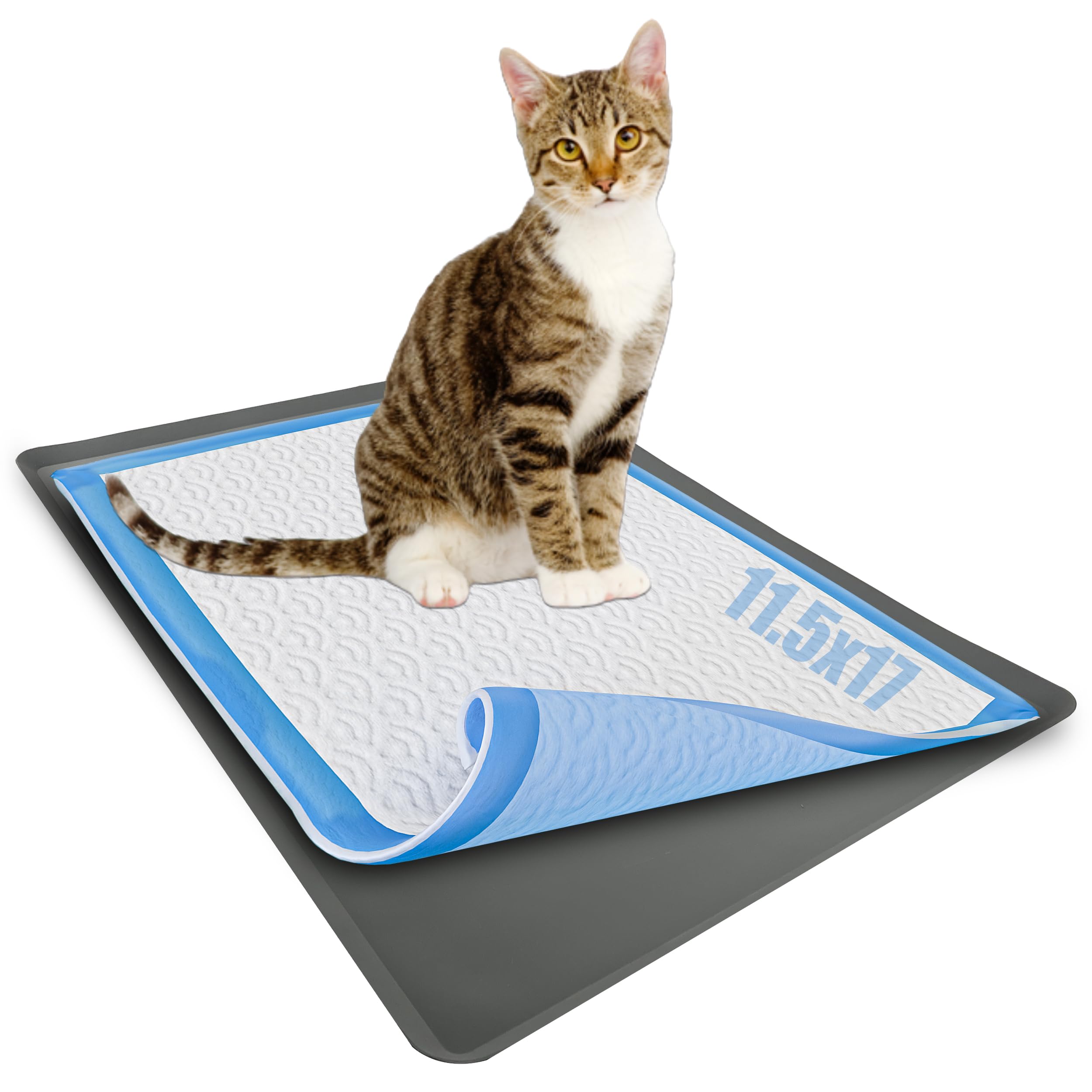 Tidyfriend Silicone Pee Pad Holder, 111.5 X 17 Inch No-Spill, Leakproof, Easy-To-Clean Puppy Pad Holder Tray (Grey)