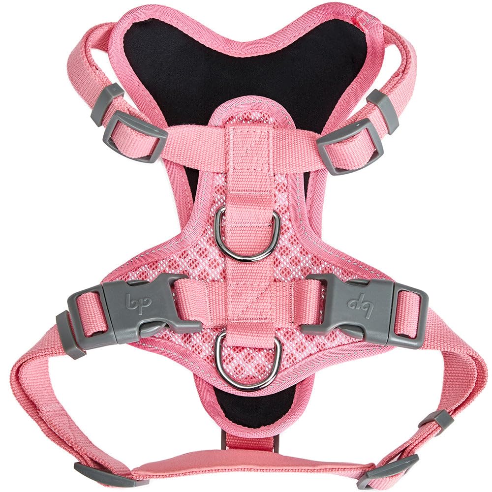Blueberry Pet Soft & Comfy 3M Reflective Dog Harness Vest | Mesh Padded No Pull | Multi-Colored Stripe - Pink | Adjustable For S