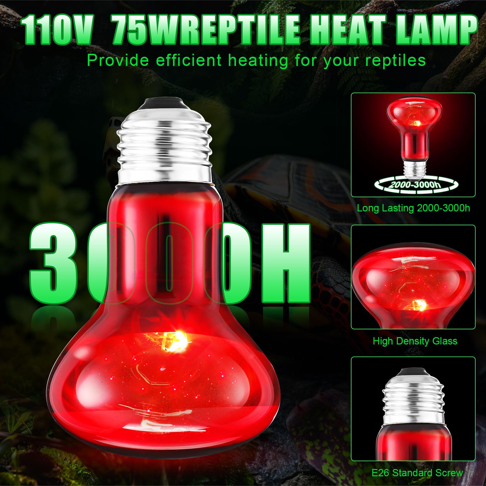 Kittmip 10 Pcs 75W Reptile Heat Lamp Bulb Day And Night Basking Spot Bulb Set Uva Daylight Bulb Amphibian Night Red Infrared Hea